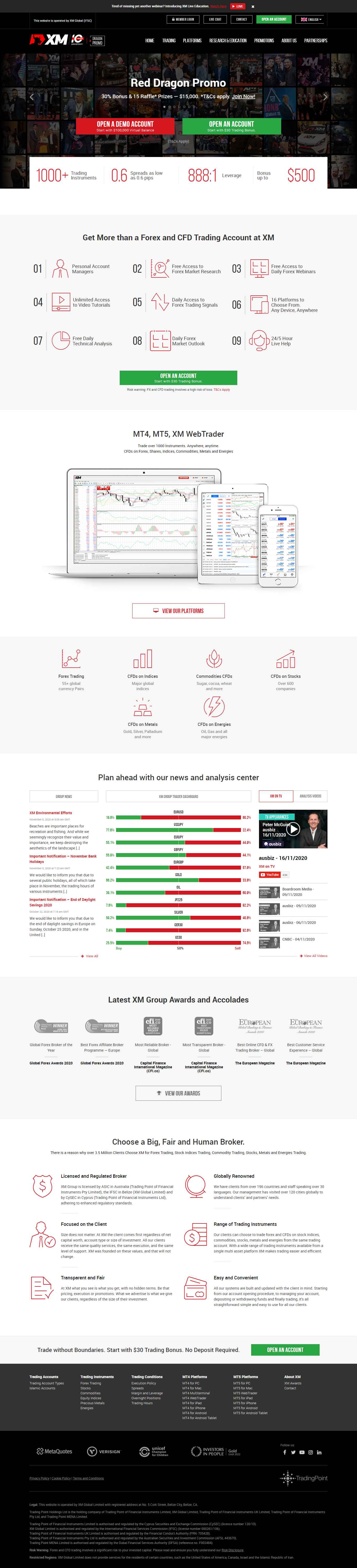 Thiết kế Web sàn giao dịch tiền tệ xm.com