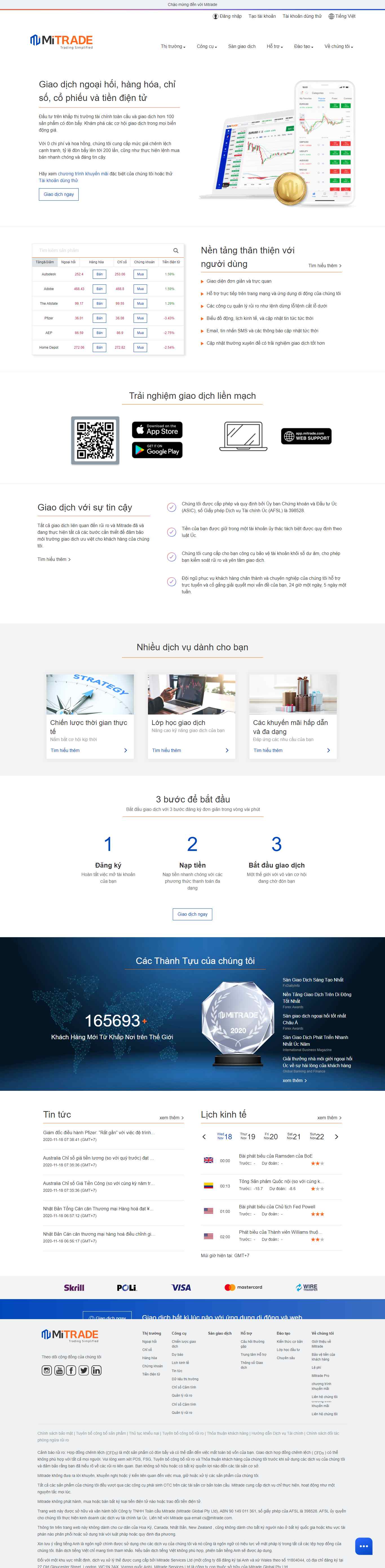 Thiết kế Web sàn giao dịch tiền tệ mitrade.com