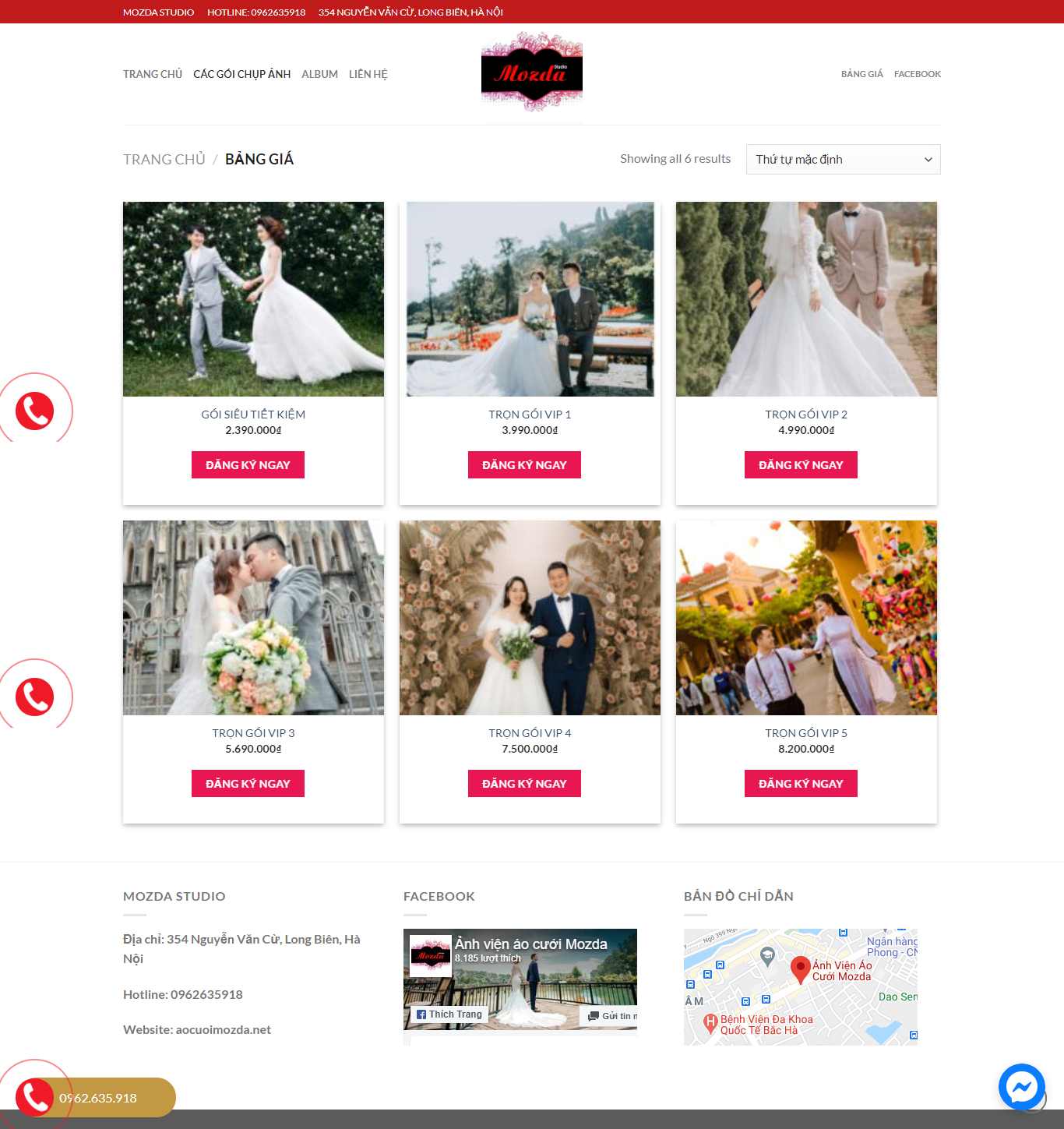 Thiết kế Web studio ảnh cưới aocuoimozda.net