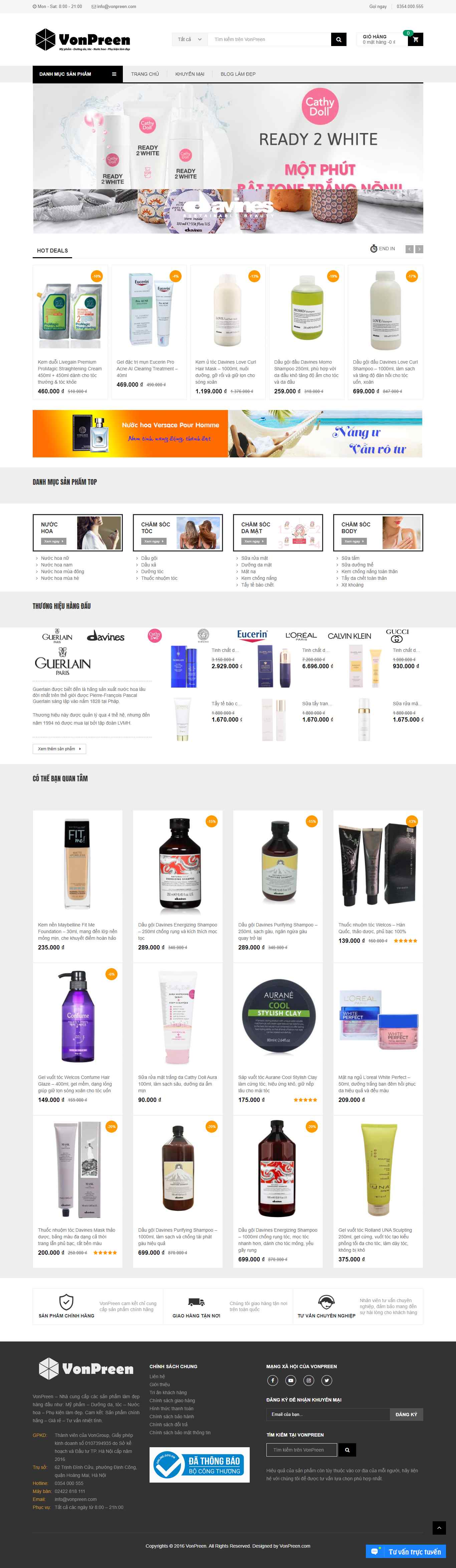 Thiết kế Web sáp vuốt tóc vonpreen.com