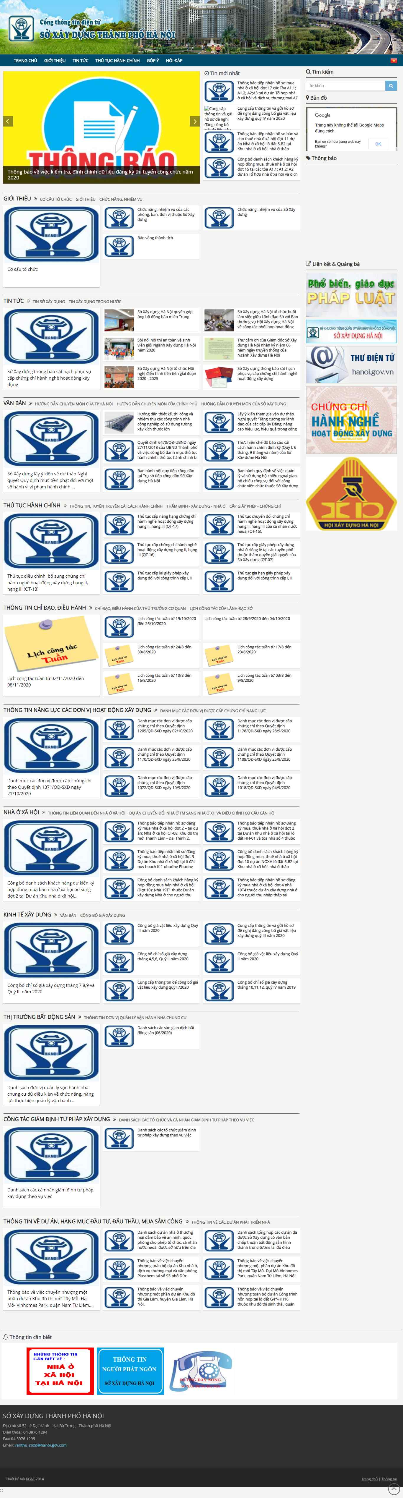 Thiết kế Web sở ban nghành soxaydung.hanoi.gov.vn