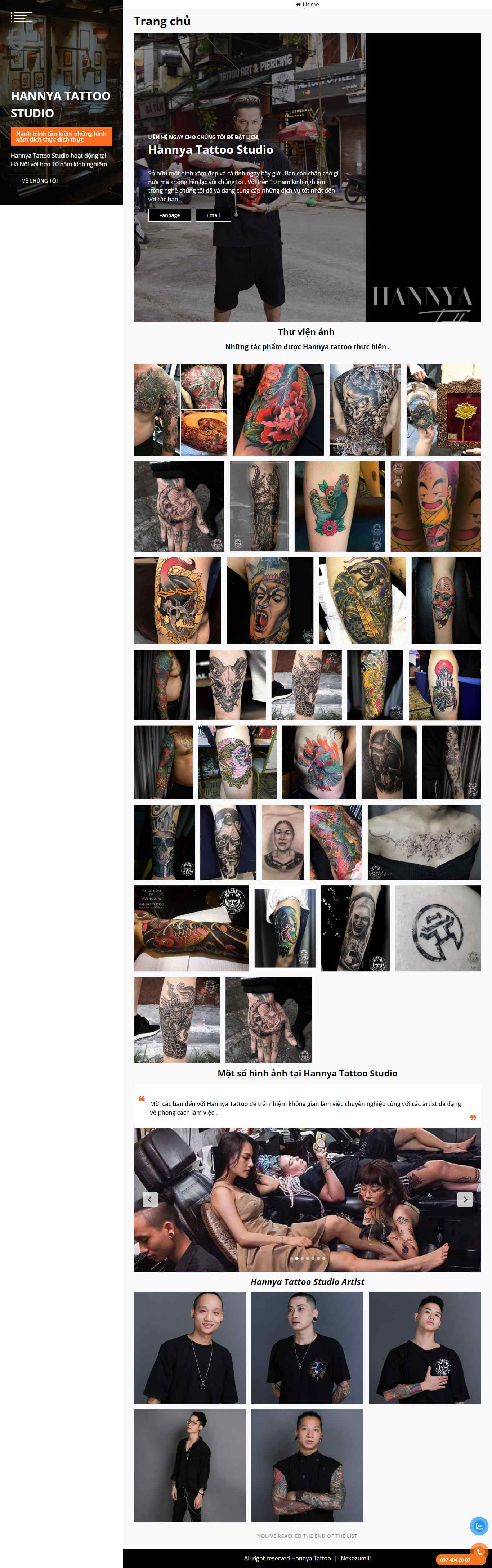 Thiết kế Web săm hình nghệ thuật hannyatattoo.vn
