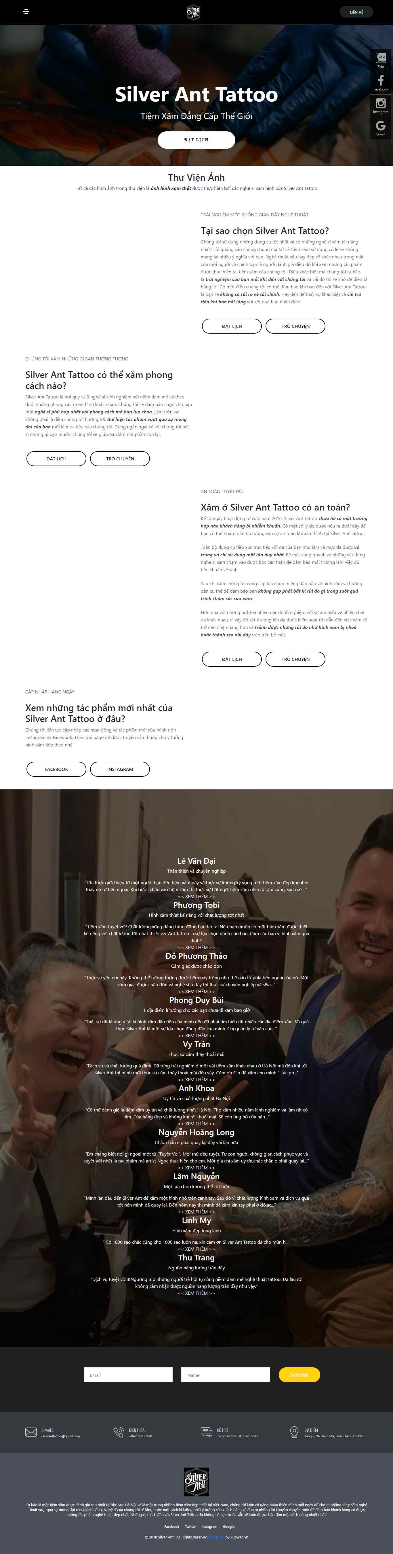 Thiết kế Web săm hình nghệ thuật silveranttattoo.com