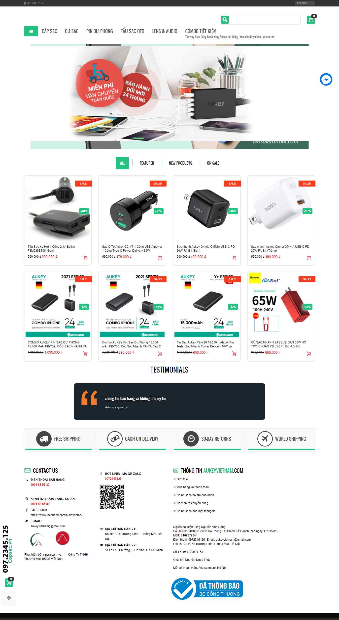 Thiết kế Web sạc dự phòng aukeyvietnam.com