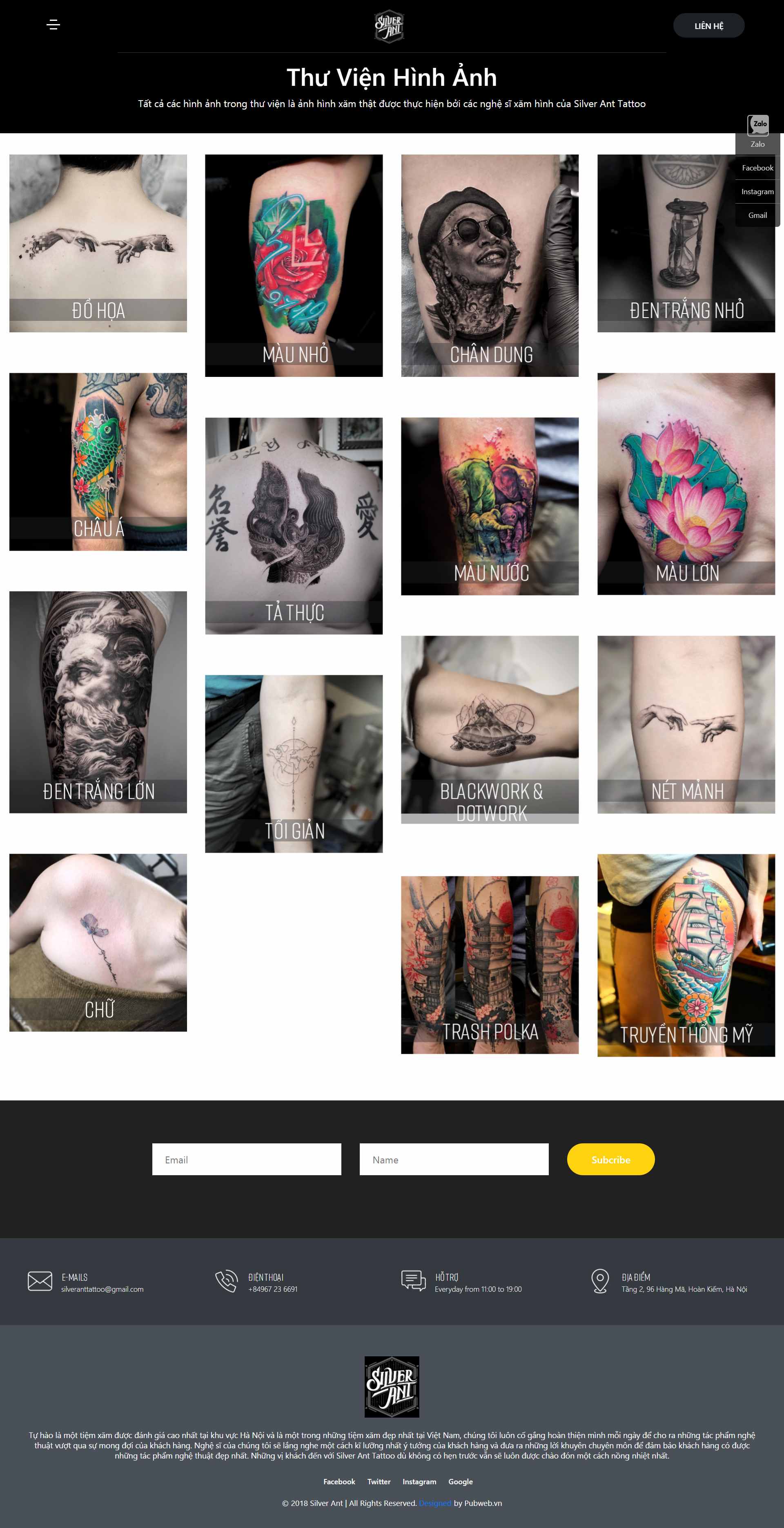 Thiết kế Web săm hình nghệ thuật silveranttattoo.com