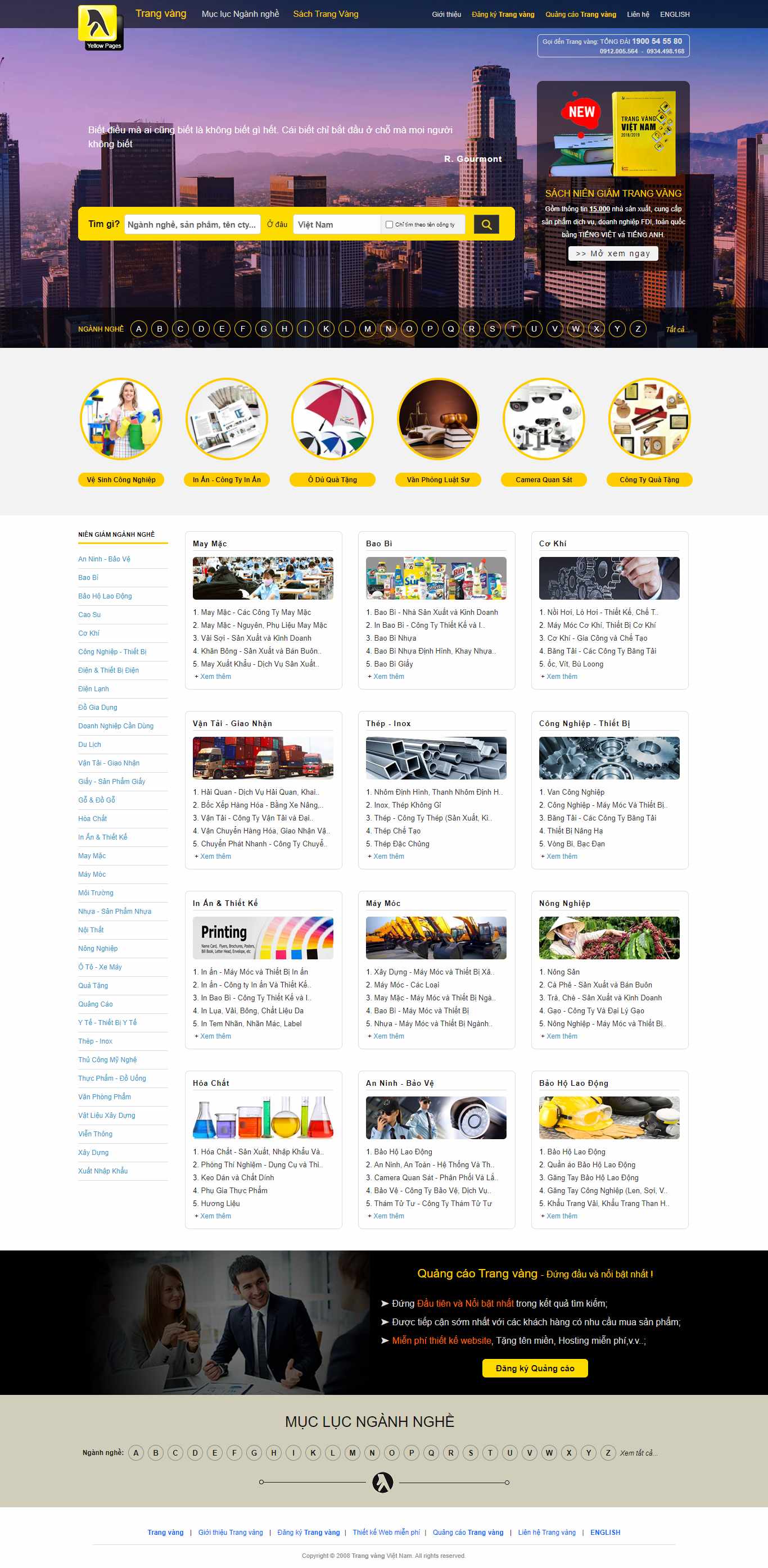Thiết kế Web tập đoàn - tổng công ty yellowpages.vnn.vn
