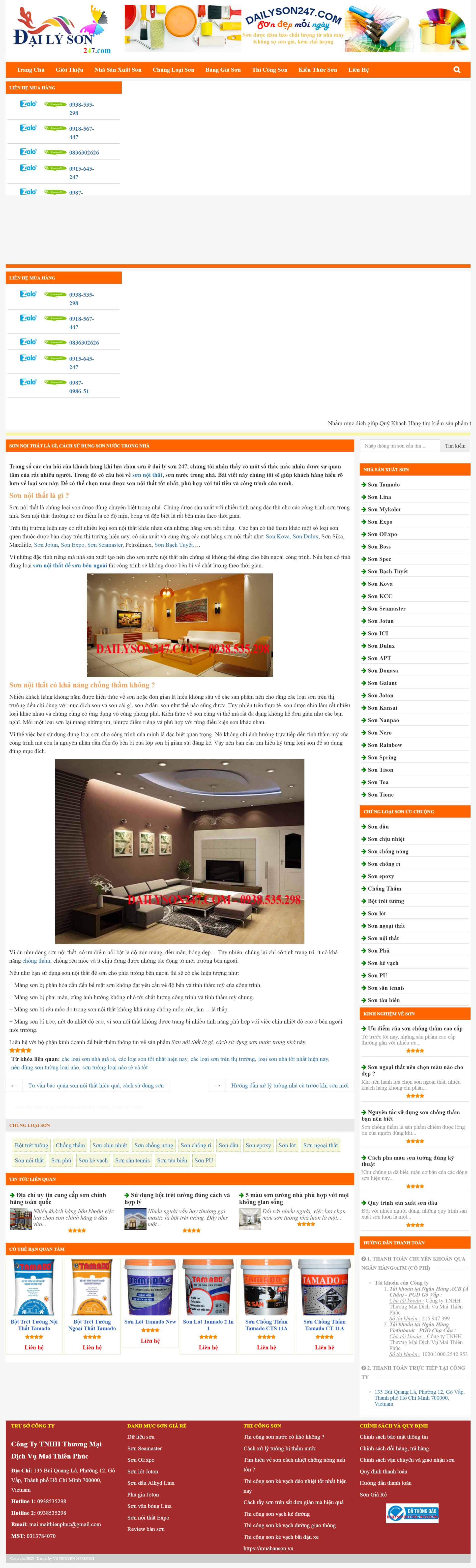 Thiết kế Web sơn nội thất dailyson247.com