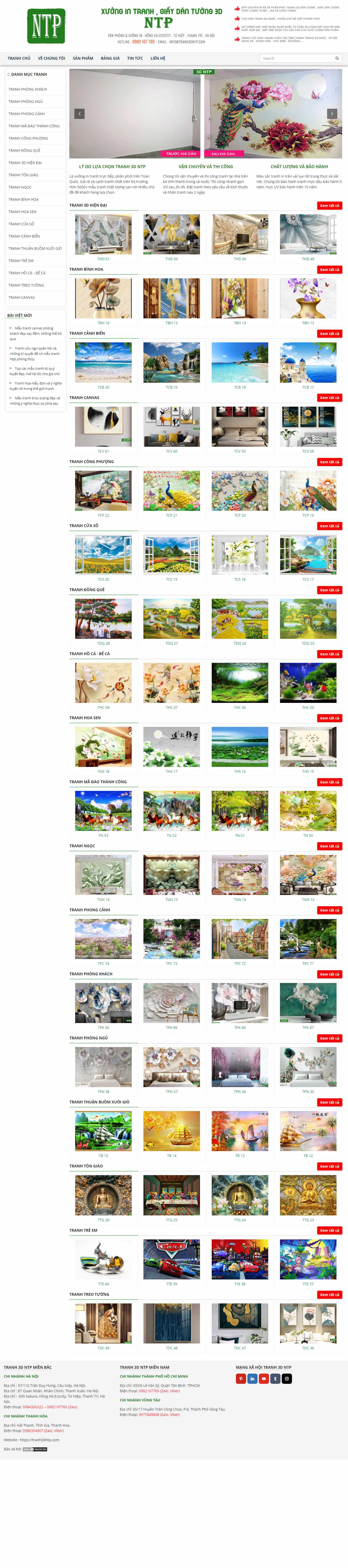 Thiết kế Web bán tranh 3d tranh3dntp.com