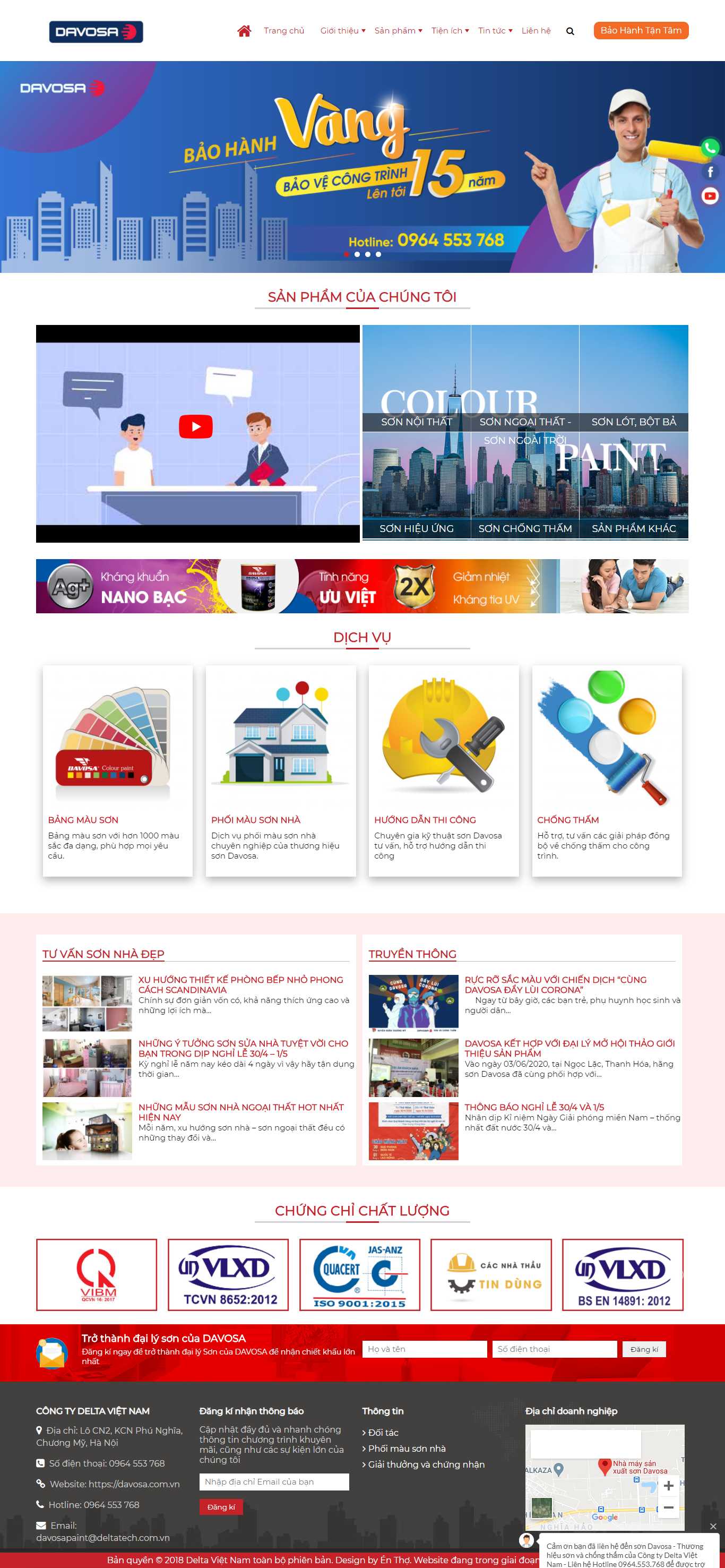 Thiết kế Web sơn ngoại thất davosa.com.vn