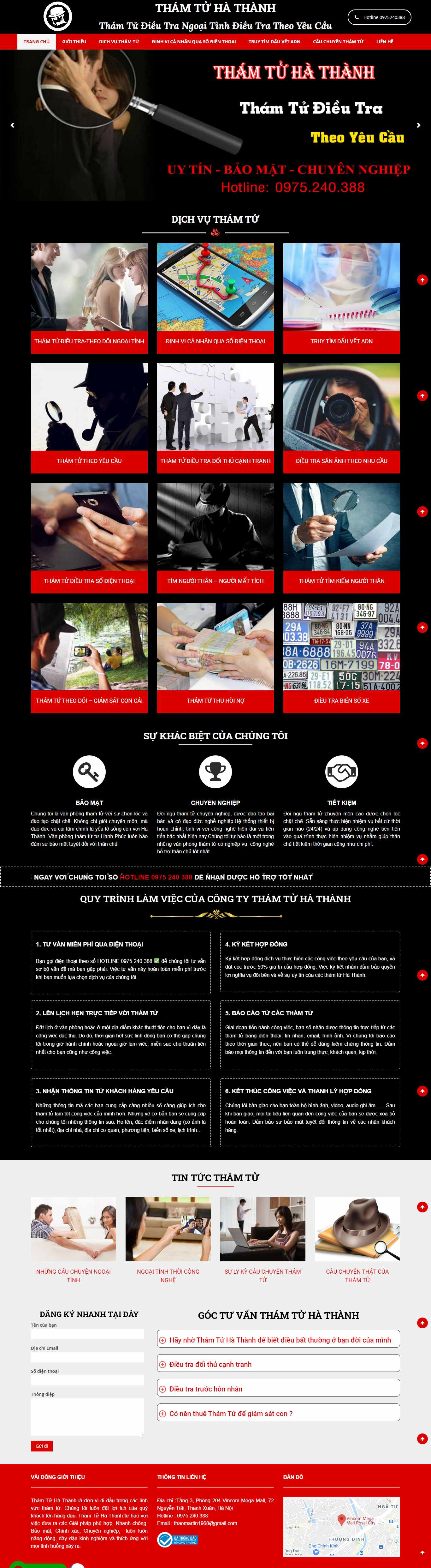 Thiết kế Web thám tử thamtuhathanh.com