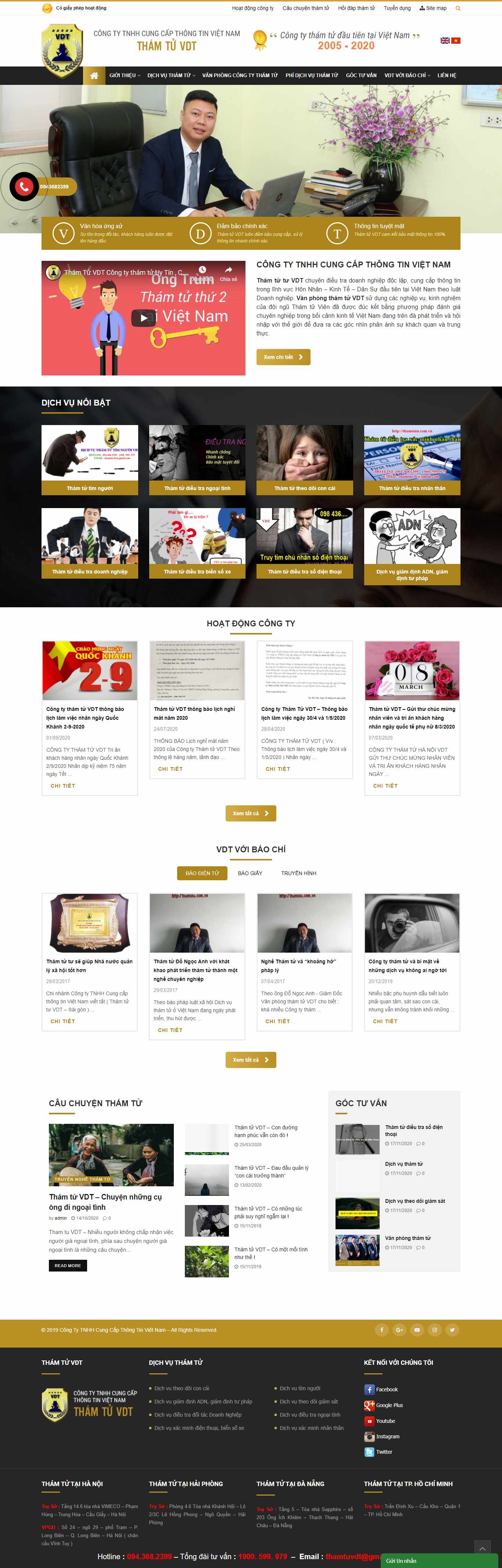 Thiết kế Web thám tử thamtuvdt.com