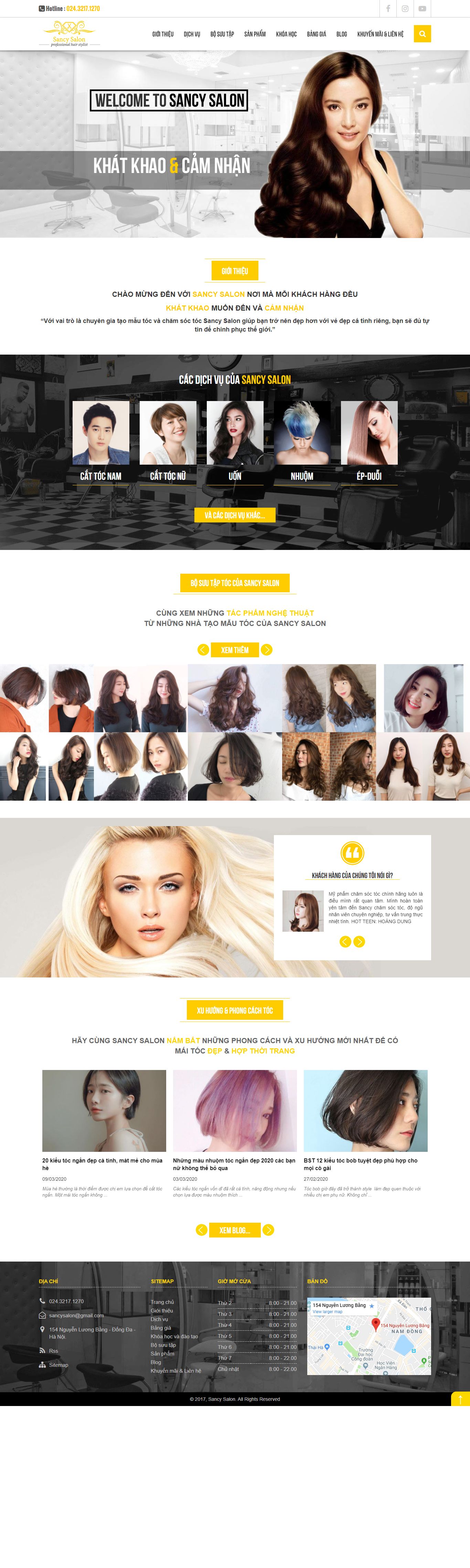 Thiết kế Web salon tóc sancysalon.com