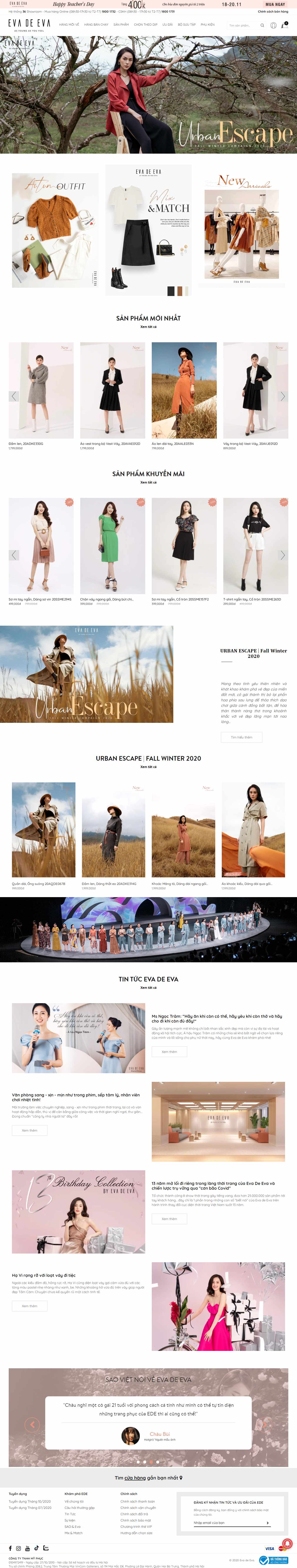 Thiết kế Web thời trang công sở evadeeva.com.vn