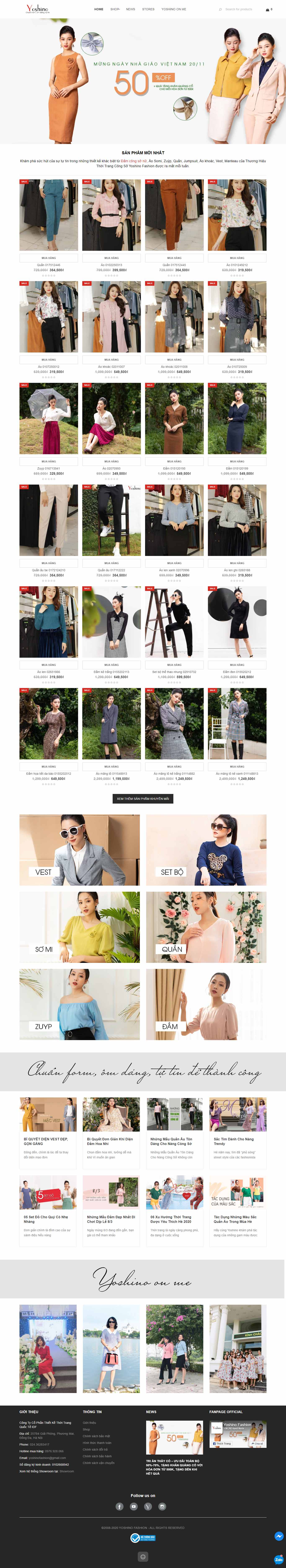 Thiết kế Web thời trang công sở yoshino.com.vn
