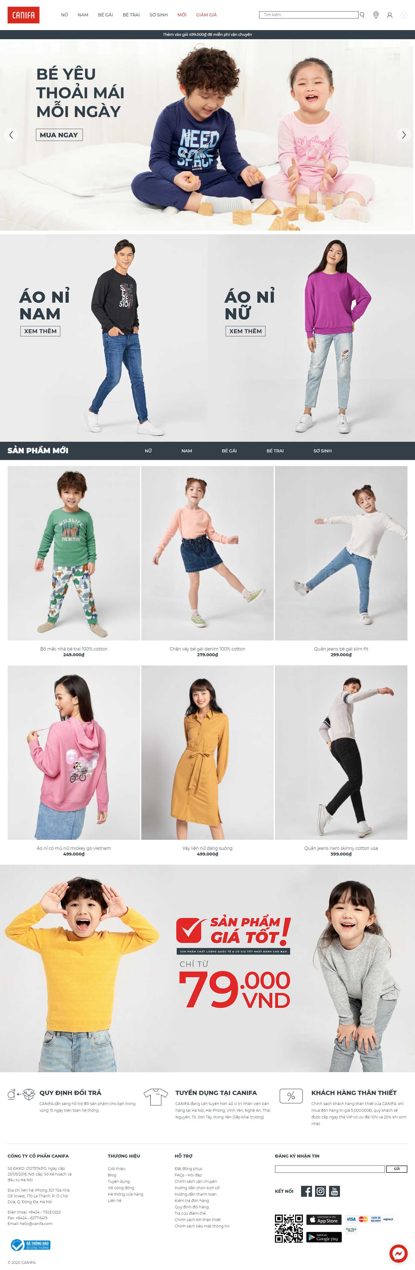 Thiết kế Web thời trang nam canifa.com