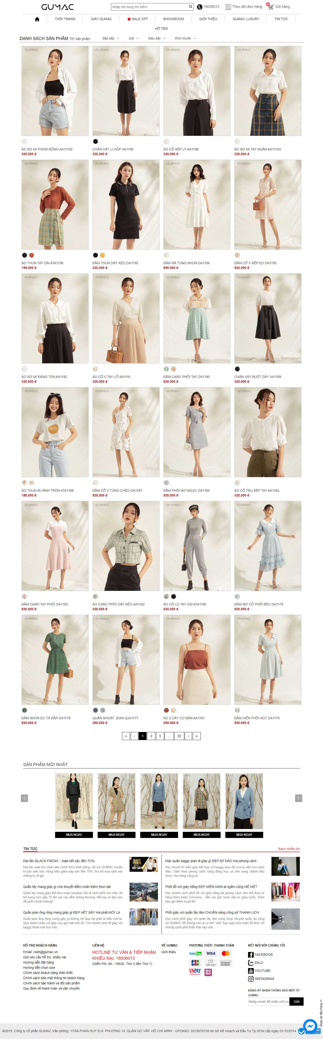 Thiết kế Web thời trang nữ gumac.vn