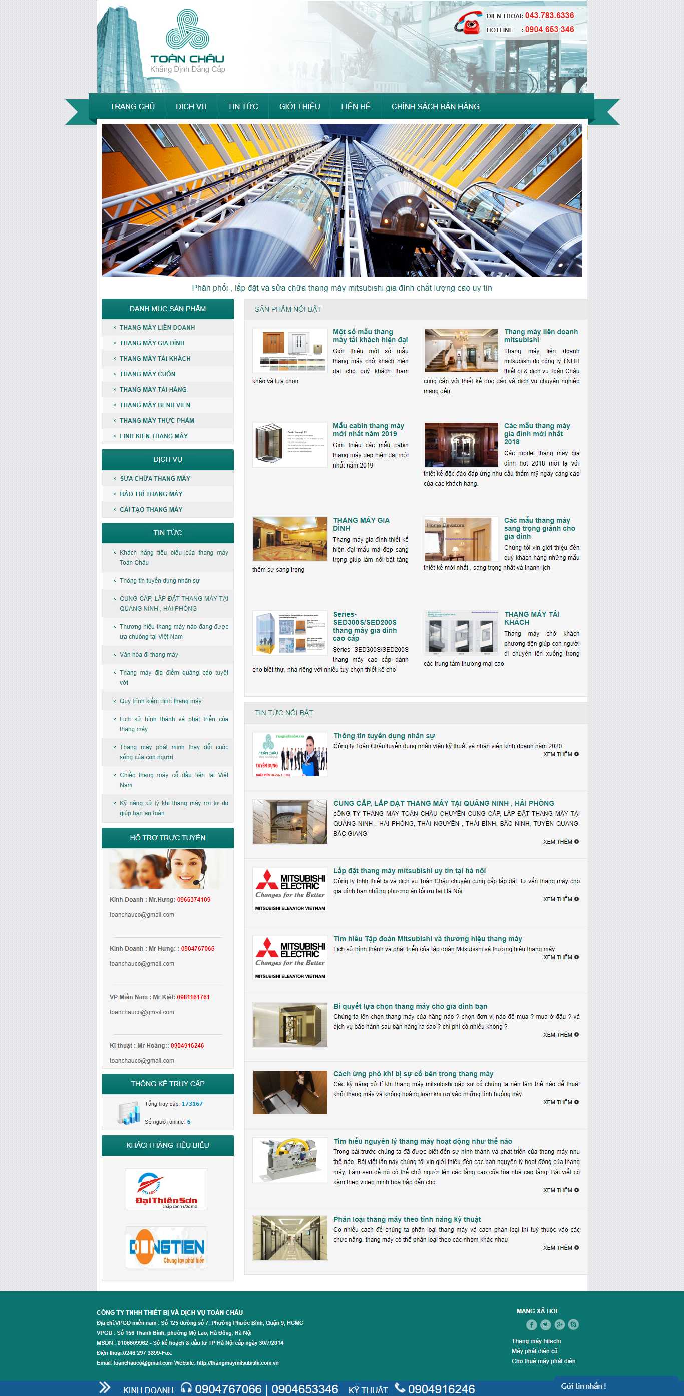 Thiết kế Web thang máy thangmaymitsubishi.com.vn