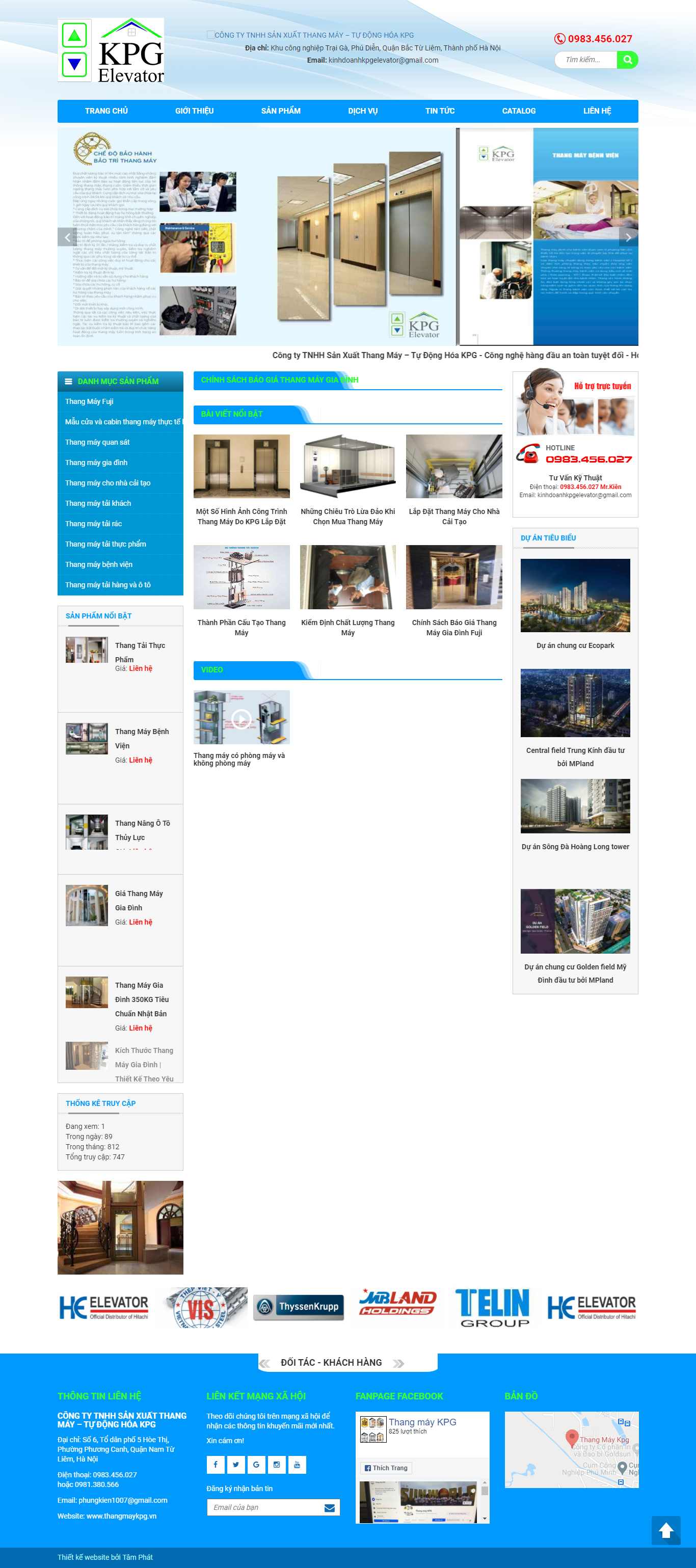 Thiết kế Web thang máy thangmaykpg.vn