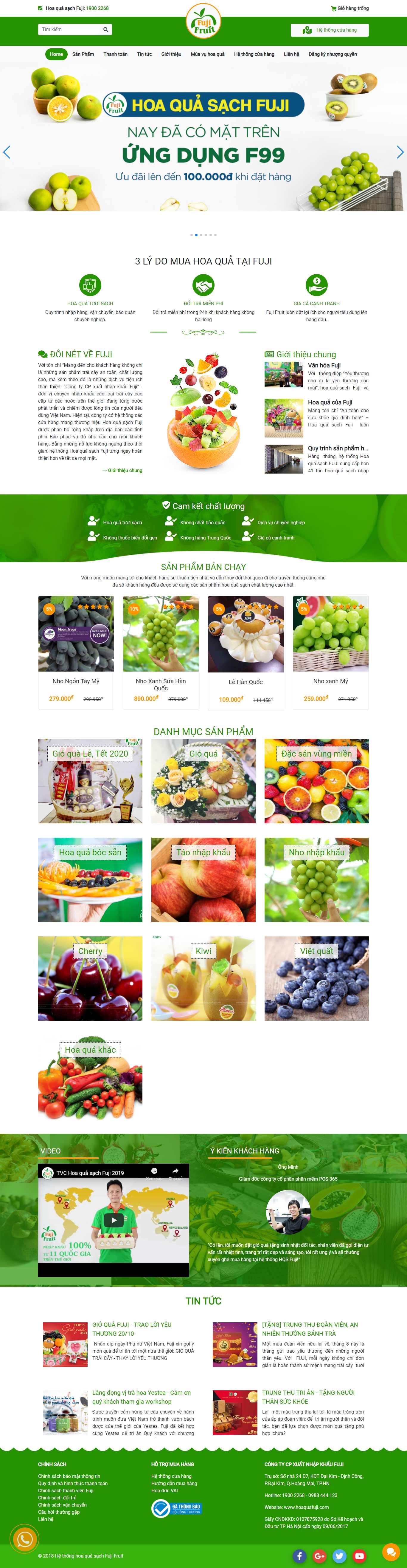Thiết kế Web bán hoa quả sạch hoaquafuji.com