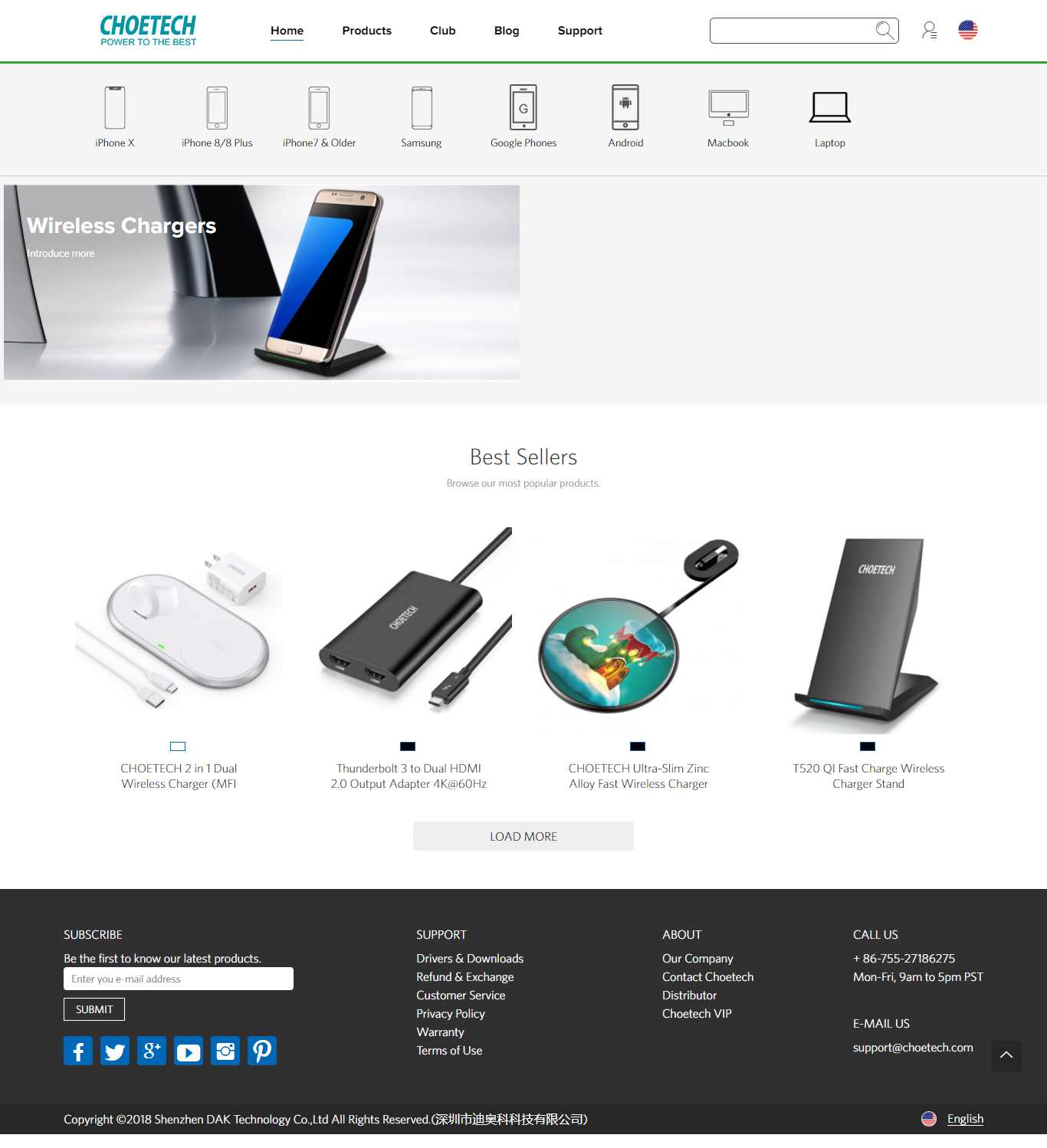 Thiết kế Web sạc dự phòng điện thoại choetech.com