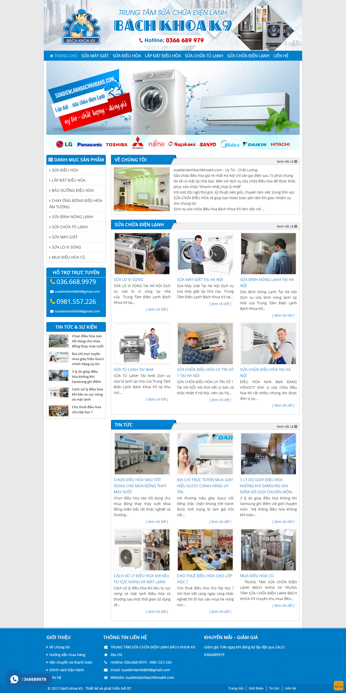 Thiết kế Web lắp đặt điều hòa suadienlanhbachkhoak9.com