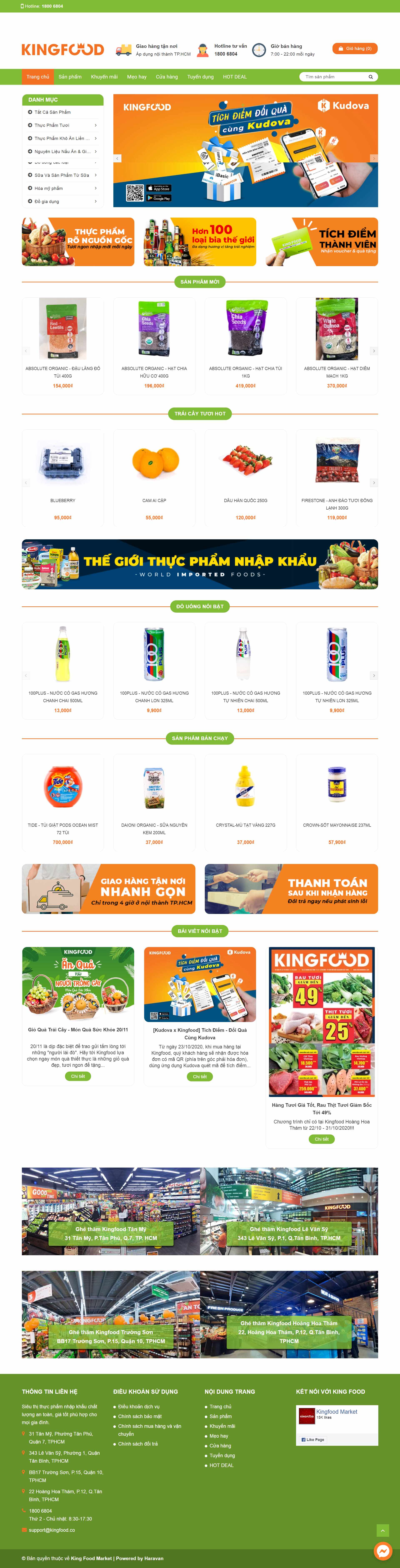 Thiết kế Web siêu thị kingfoodmarket.com