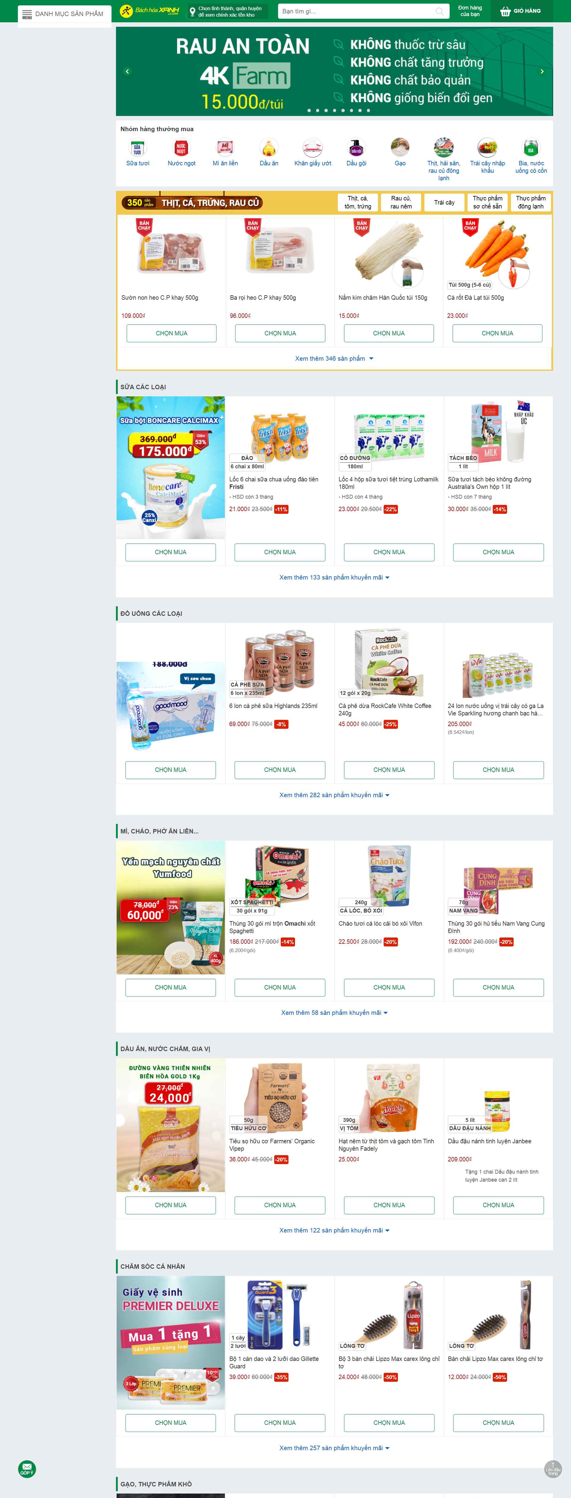 Thiết kế Web tạp hóa bachhoaxanh.com
