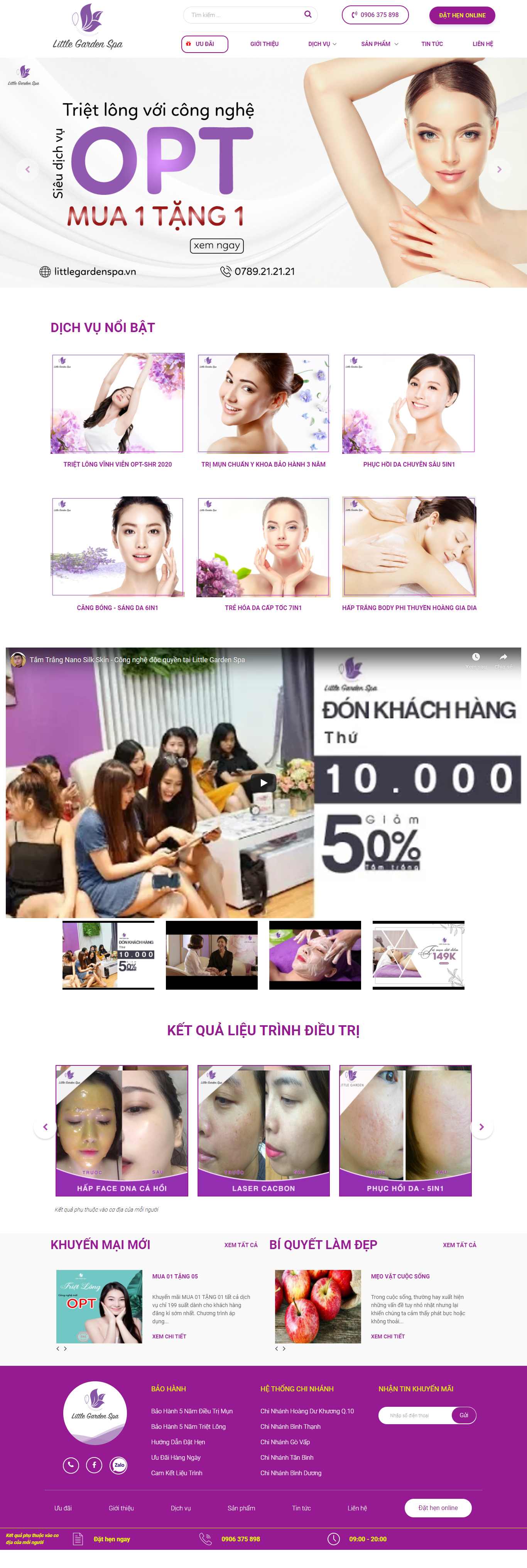 Thiết kế Web spa nối mi littlegardenspa.vn