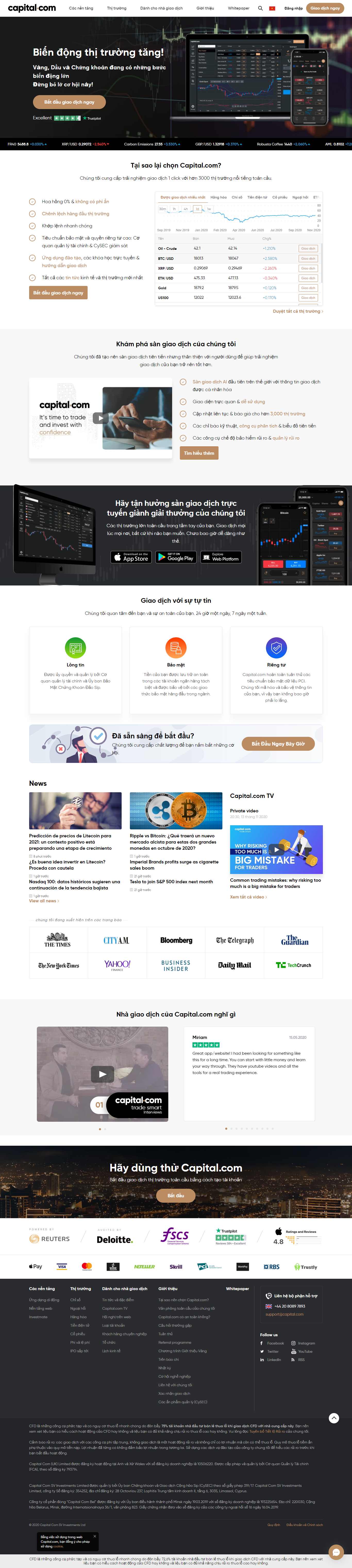 Thiết kế Web chứng khoán capital.com