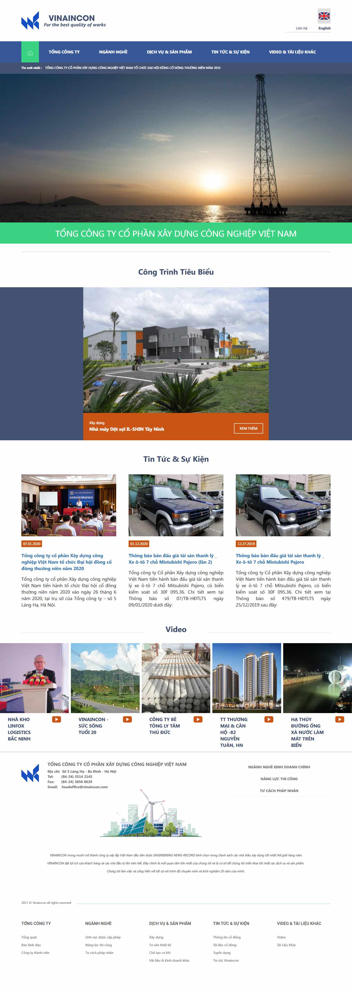Thiết kế Web tổng công ty vinaincon.com.vn