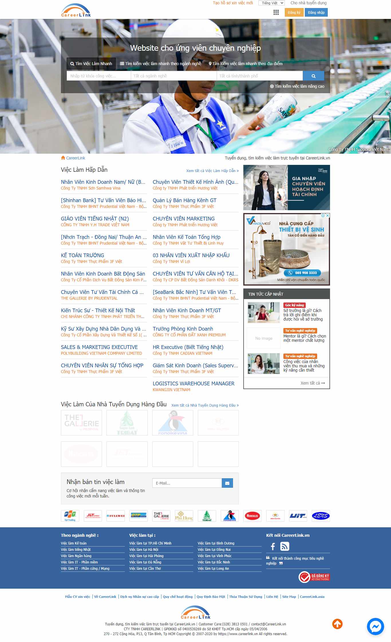 Thiết kế Web tìm việc nhanh careerlink.vn