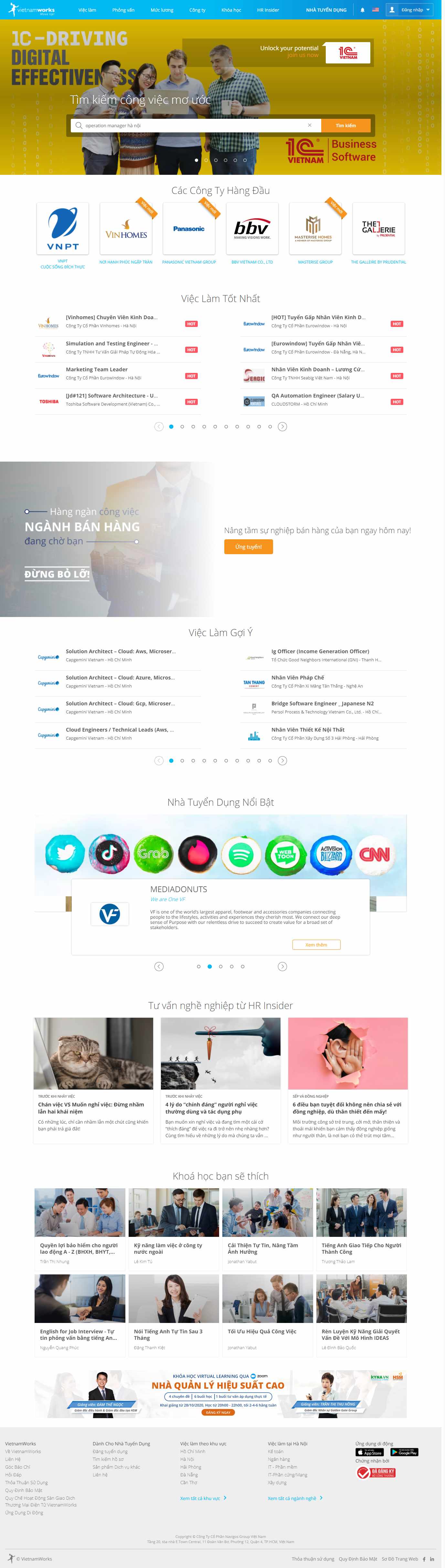 Thiết kế Web tìm việc nhanh vietnamworks.com