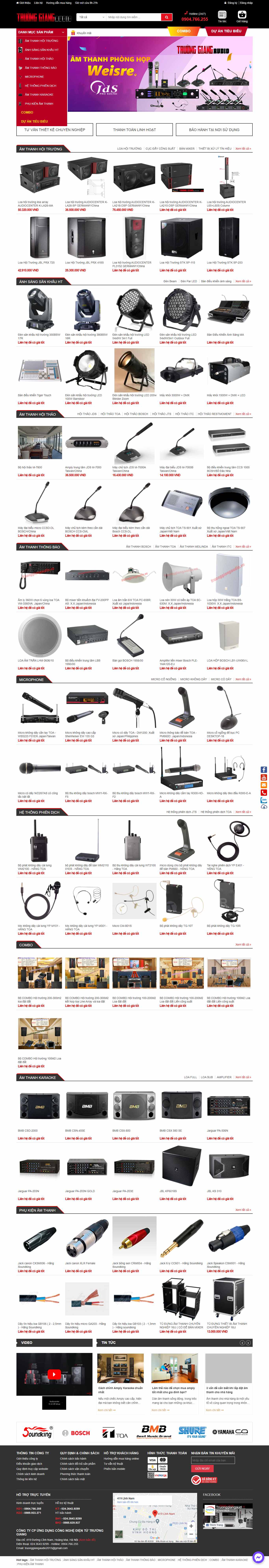 Thiết kế Web thiết bị âm thanh truonggiangaudio.vn