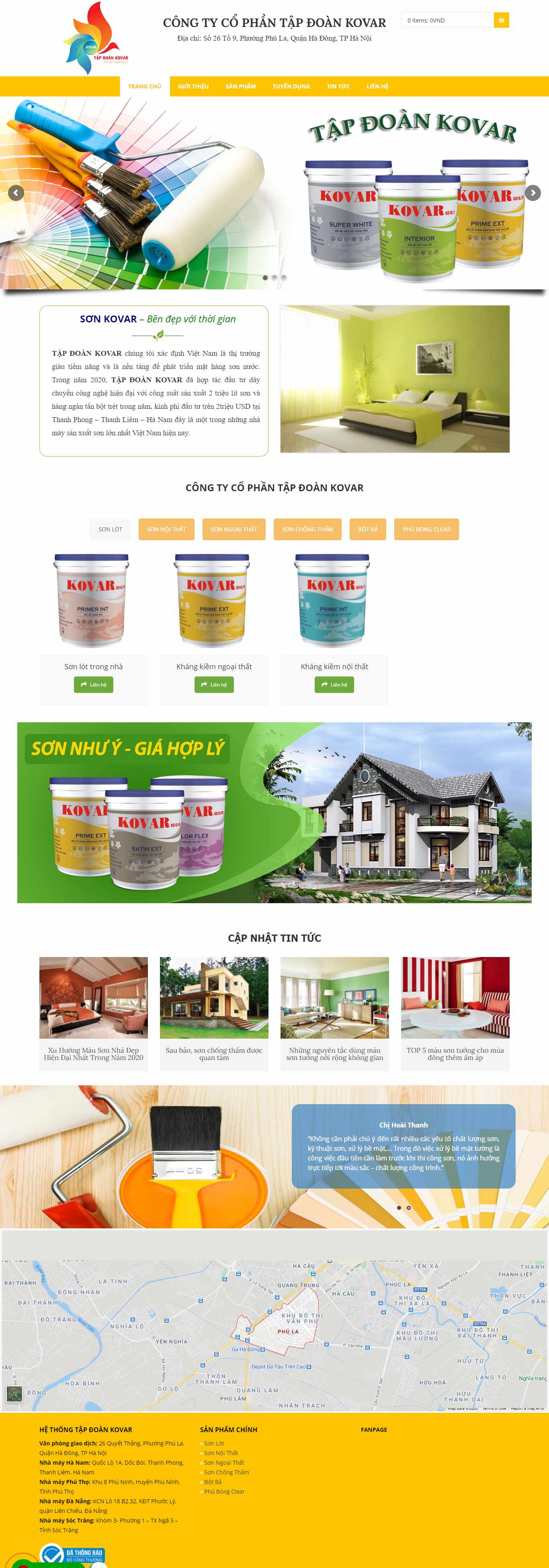 Thiết kế Web tập đoàn sơn tapdoankovar.com