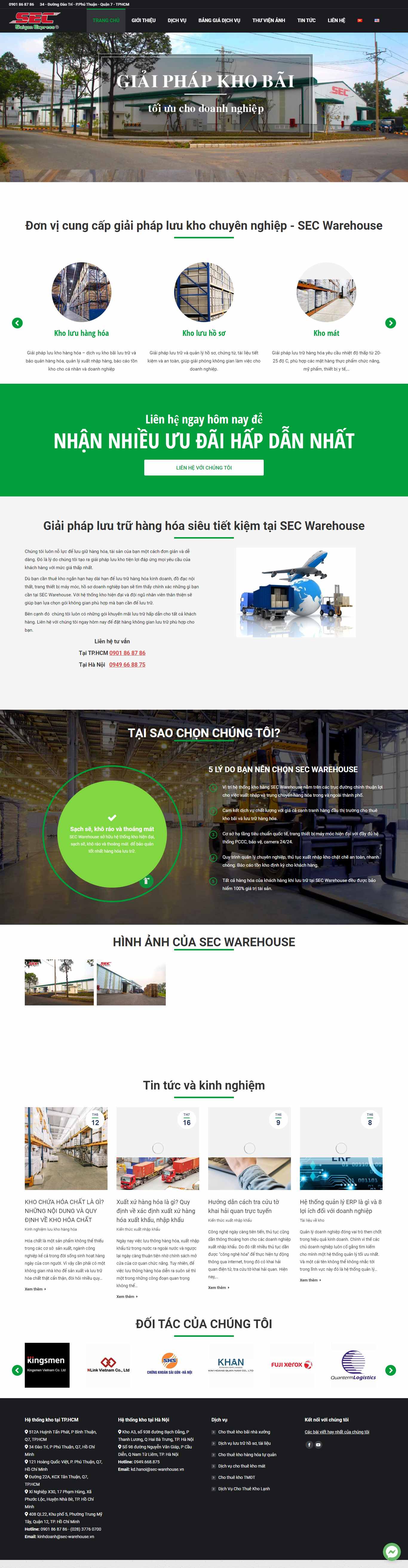 Thiết kế Web thuê kho bãi sec-warehouse.vn