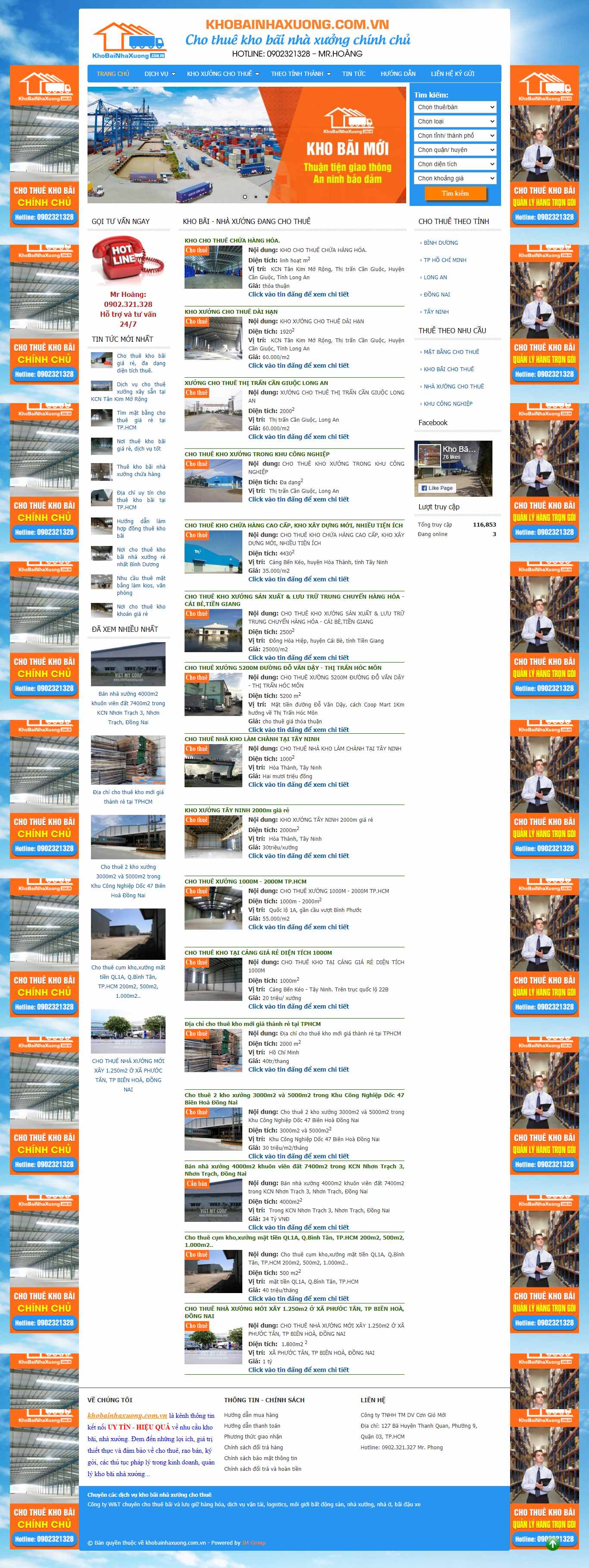 Thiết kế Web thuê kho bãi khobainhaxuong.com.vn