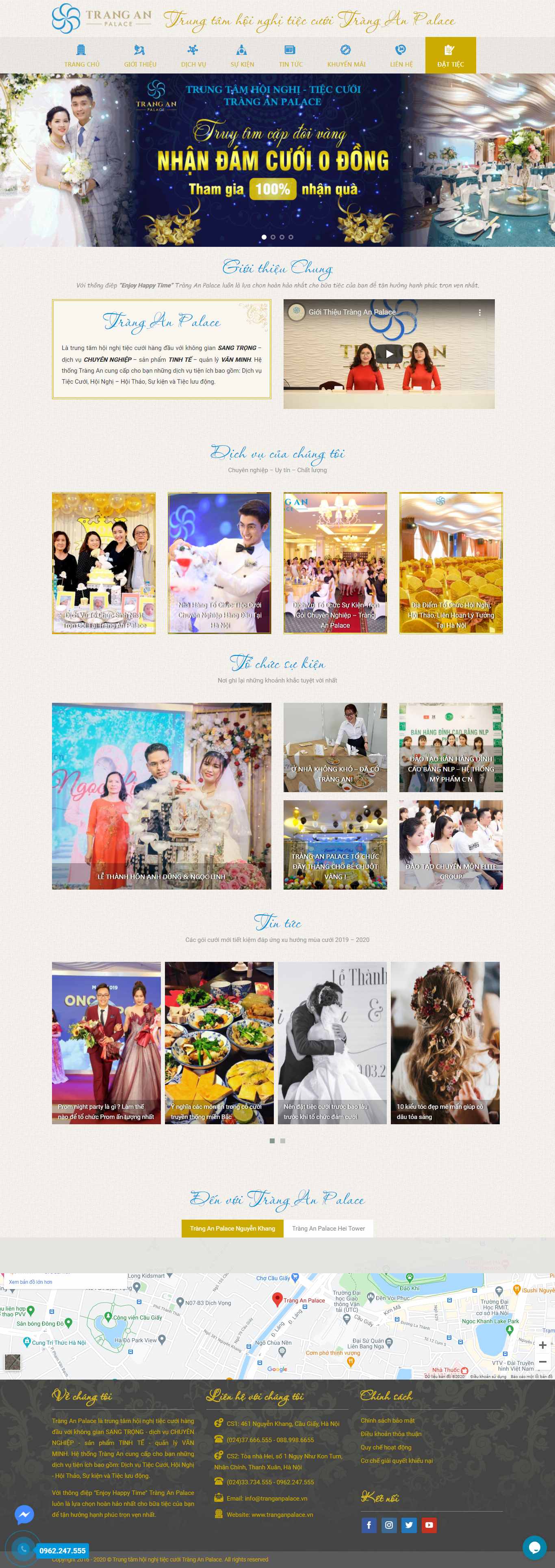 Thiết kế Web tiệc cưới tranganpalace.vn