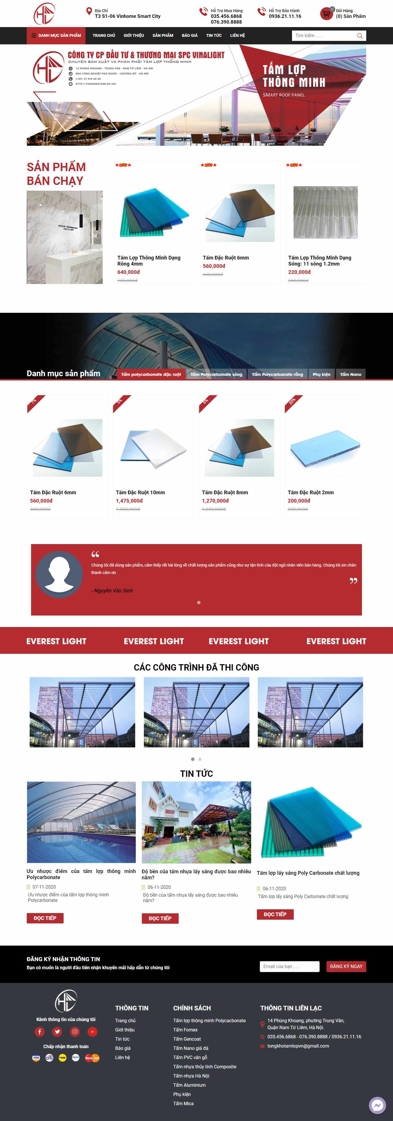 Thiết kế Web tấm lợp thông minh tamnhuathongminh.com.vn