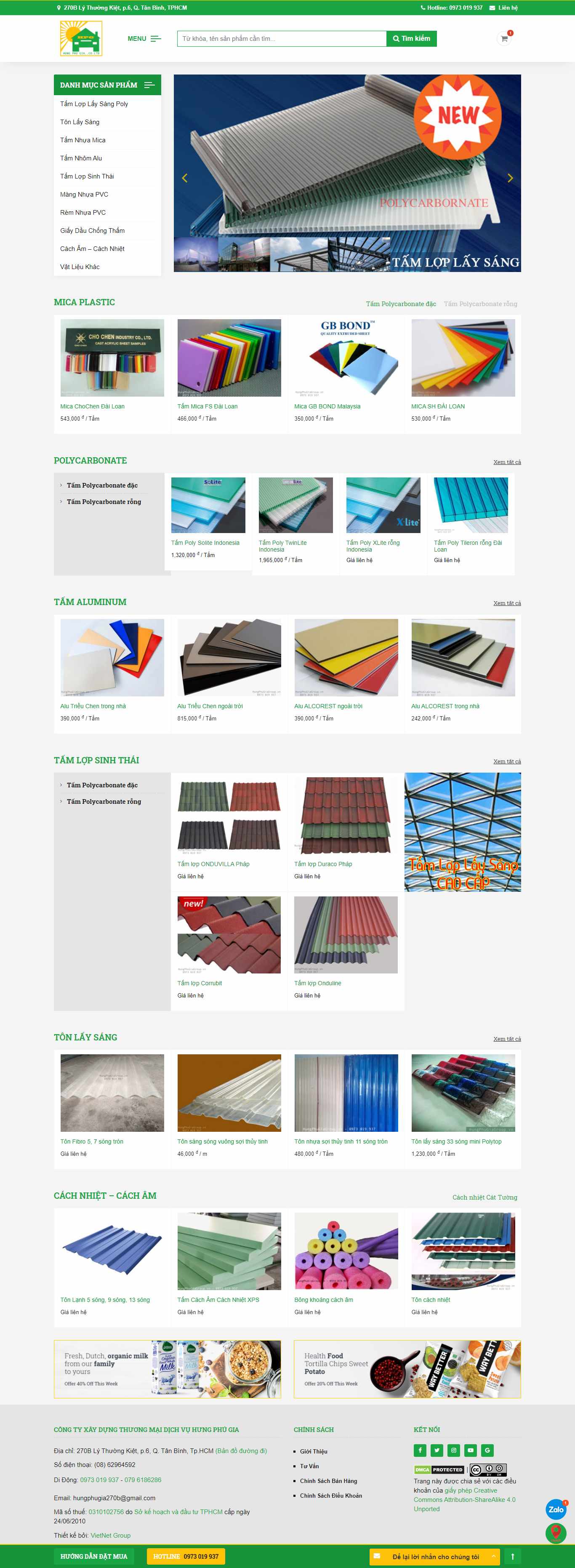 Thiết kế Web tấm lợp thông minh hungphugiagroup.vn