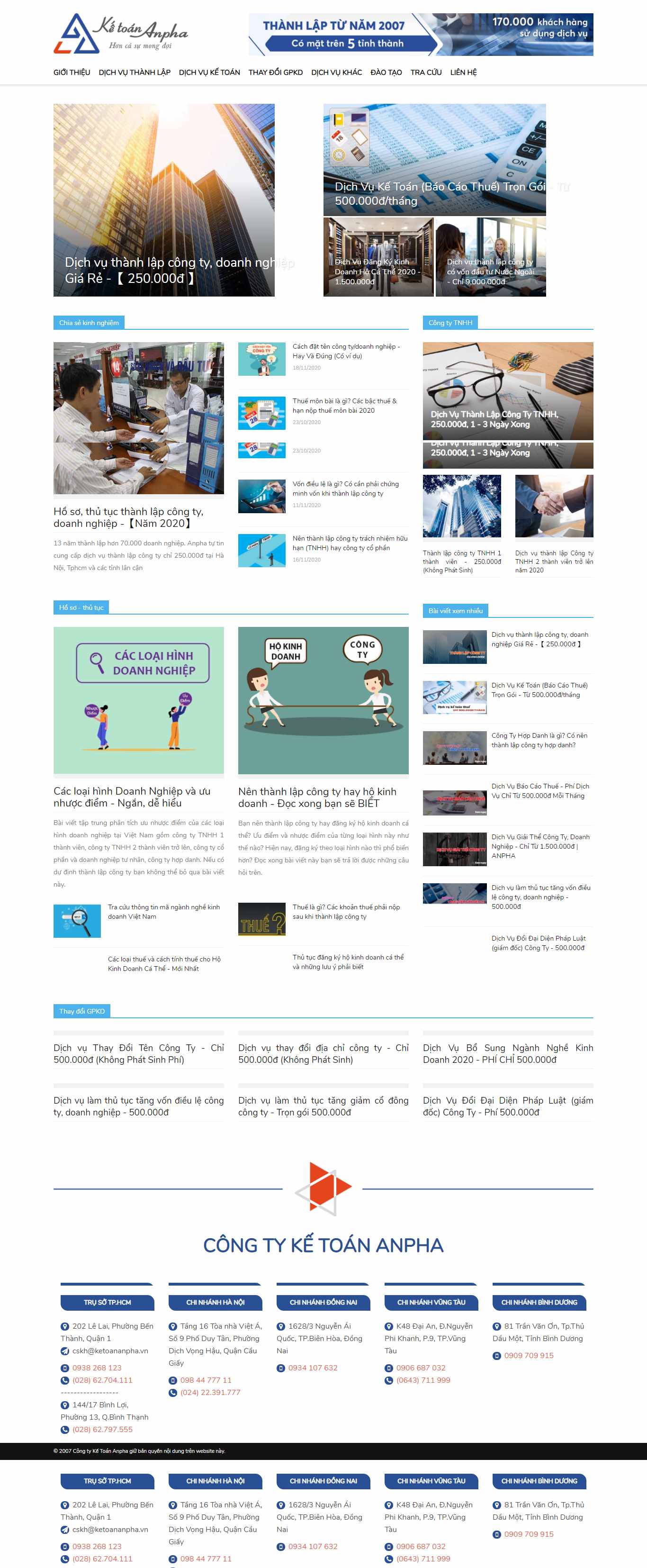 Thiết kế Web thành lập công ty ketoananpha.vn