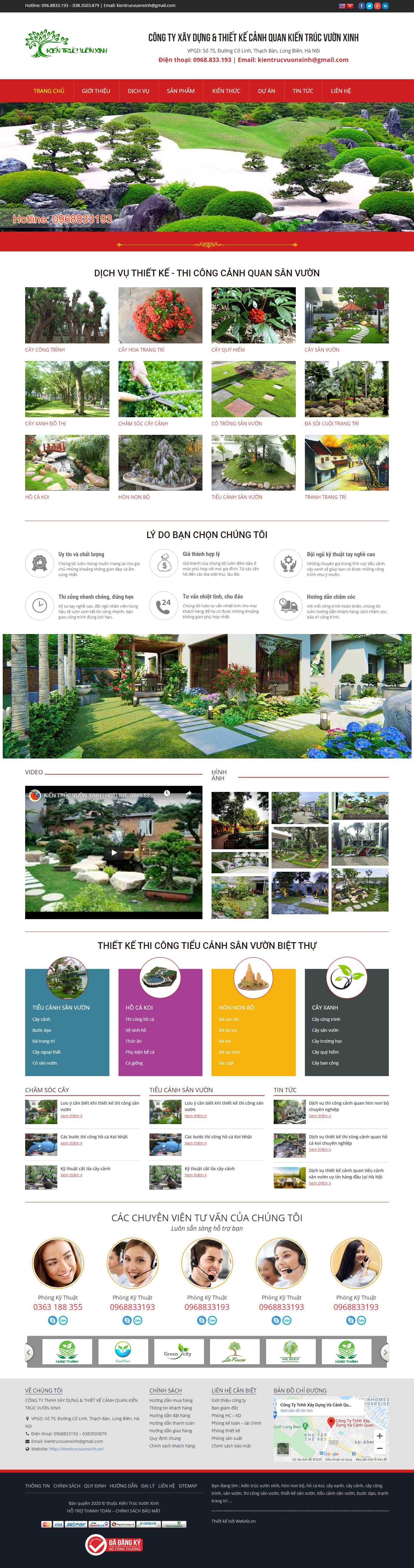 Thiết kế Web tiểu cảnh sân vườn kientrucvuonxinh.vn