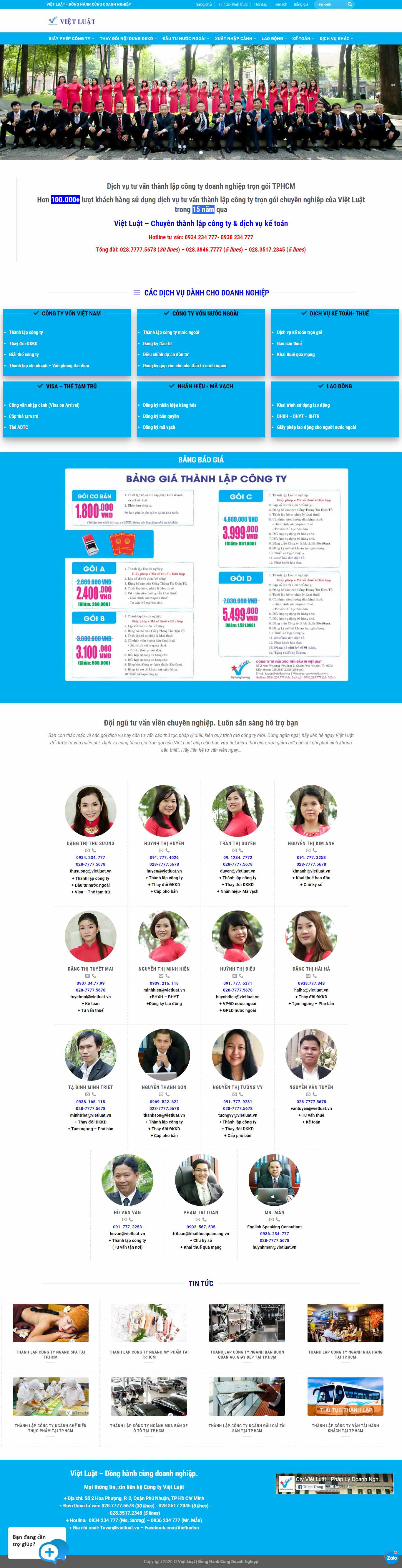 Thiết kế Web thành lập doanh nghiệp vietluat.vn