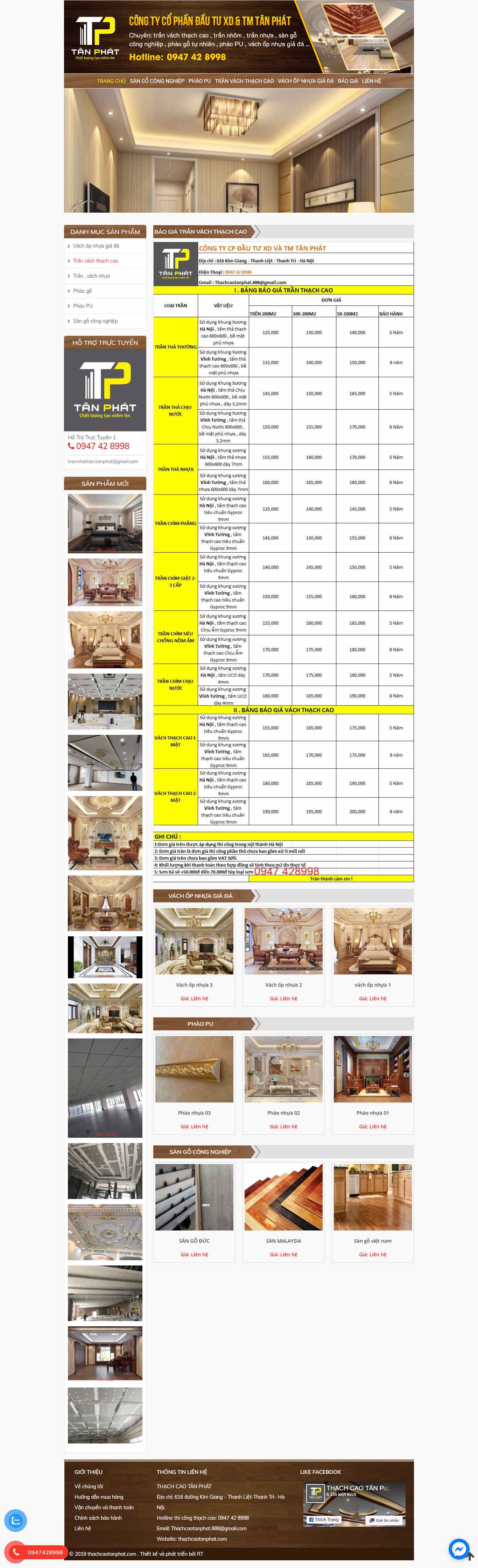 Thiết kế Web trần thạch cao thachcaotanphat.com