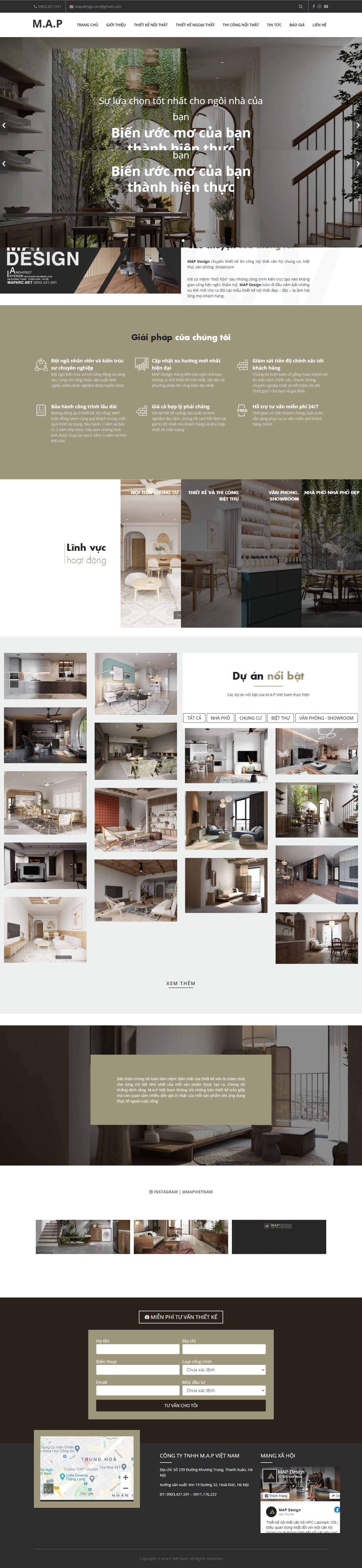 Thiết kế Web thi công nội thất kientrucmap.com