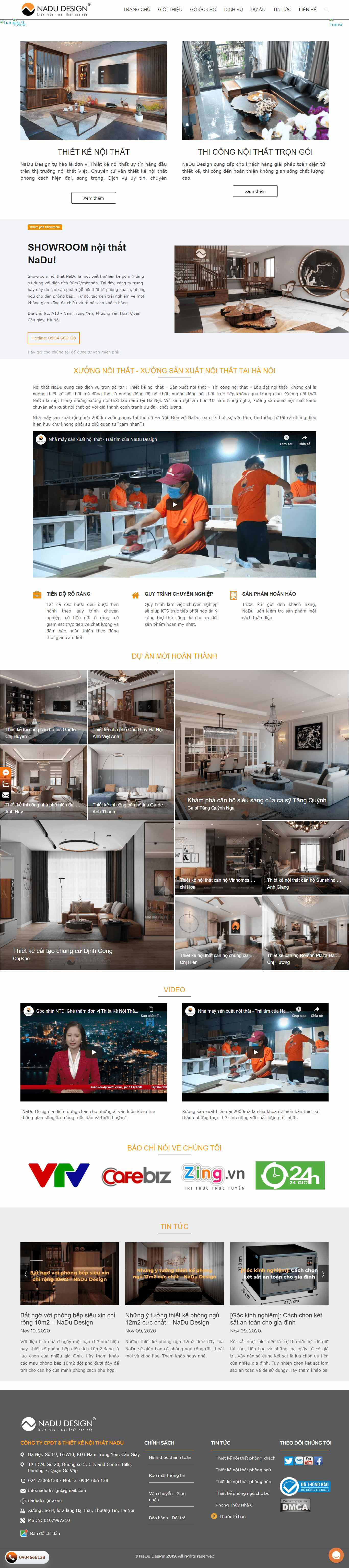 Thiết kế Web thi công nội thất nadudesign.com