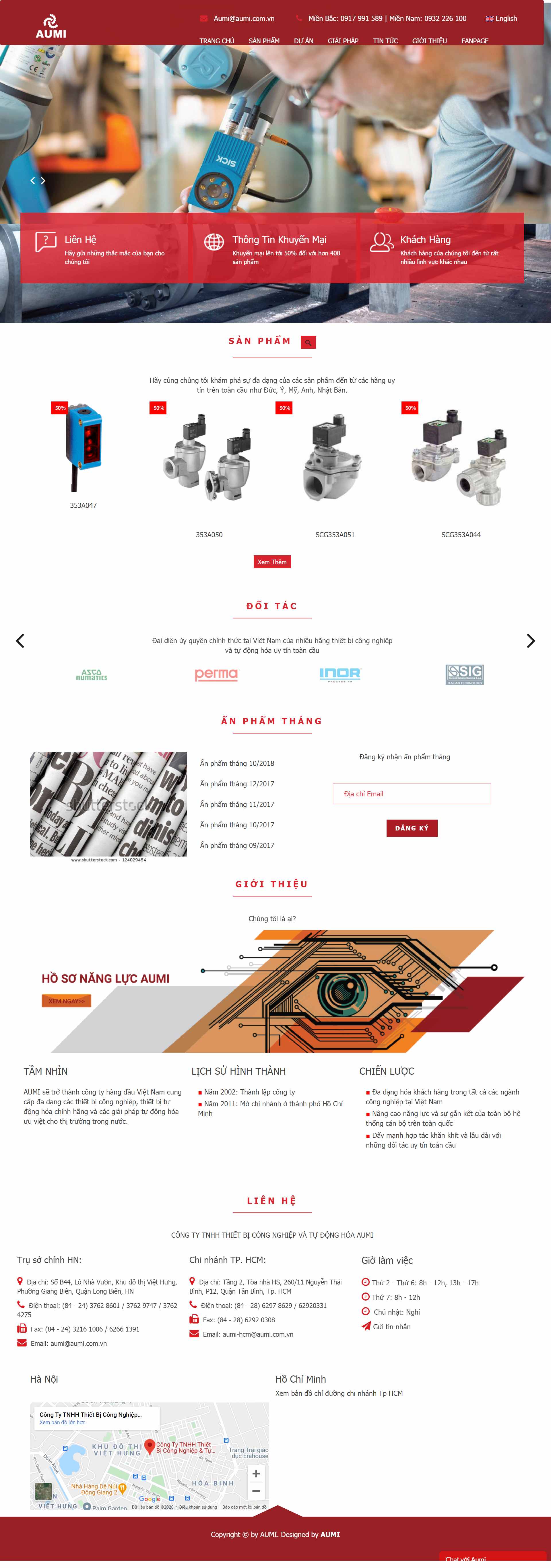 Thiết kế Web thiết bị công nghiệp aumi.com.vn