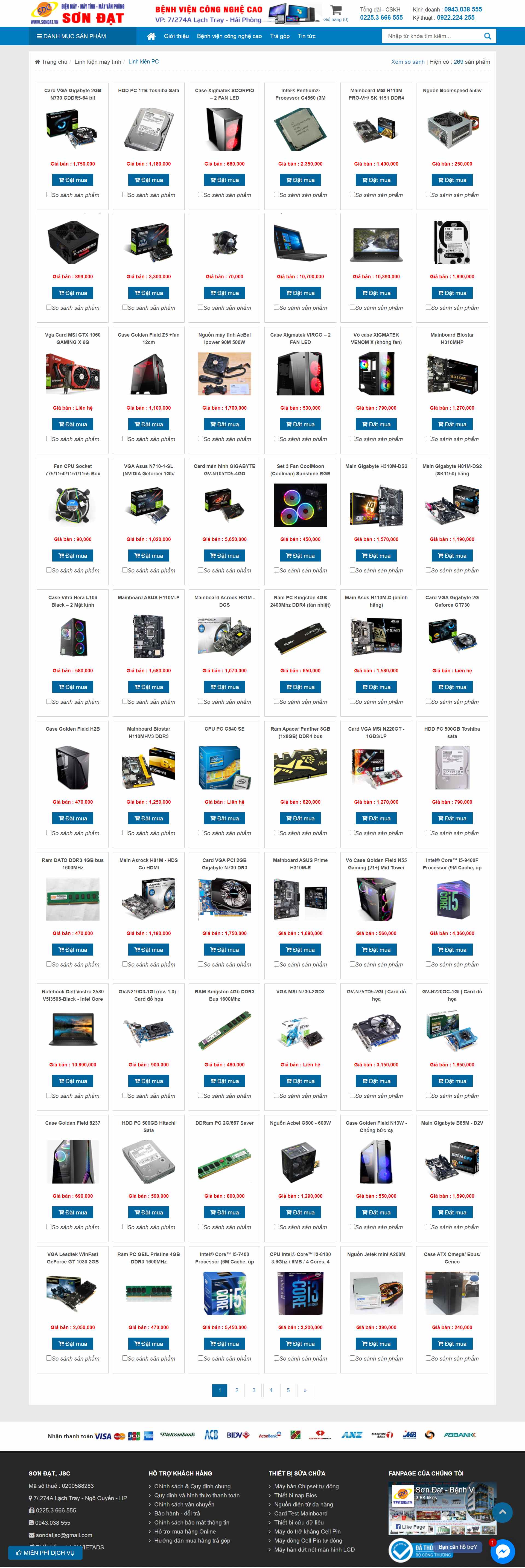 Thiết kế Web thiết bị máy tính sondat.vn