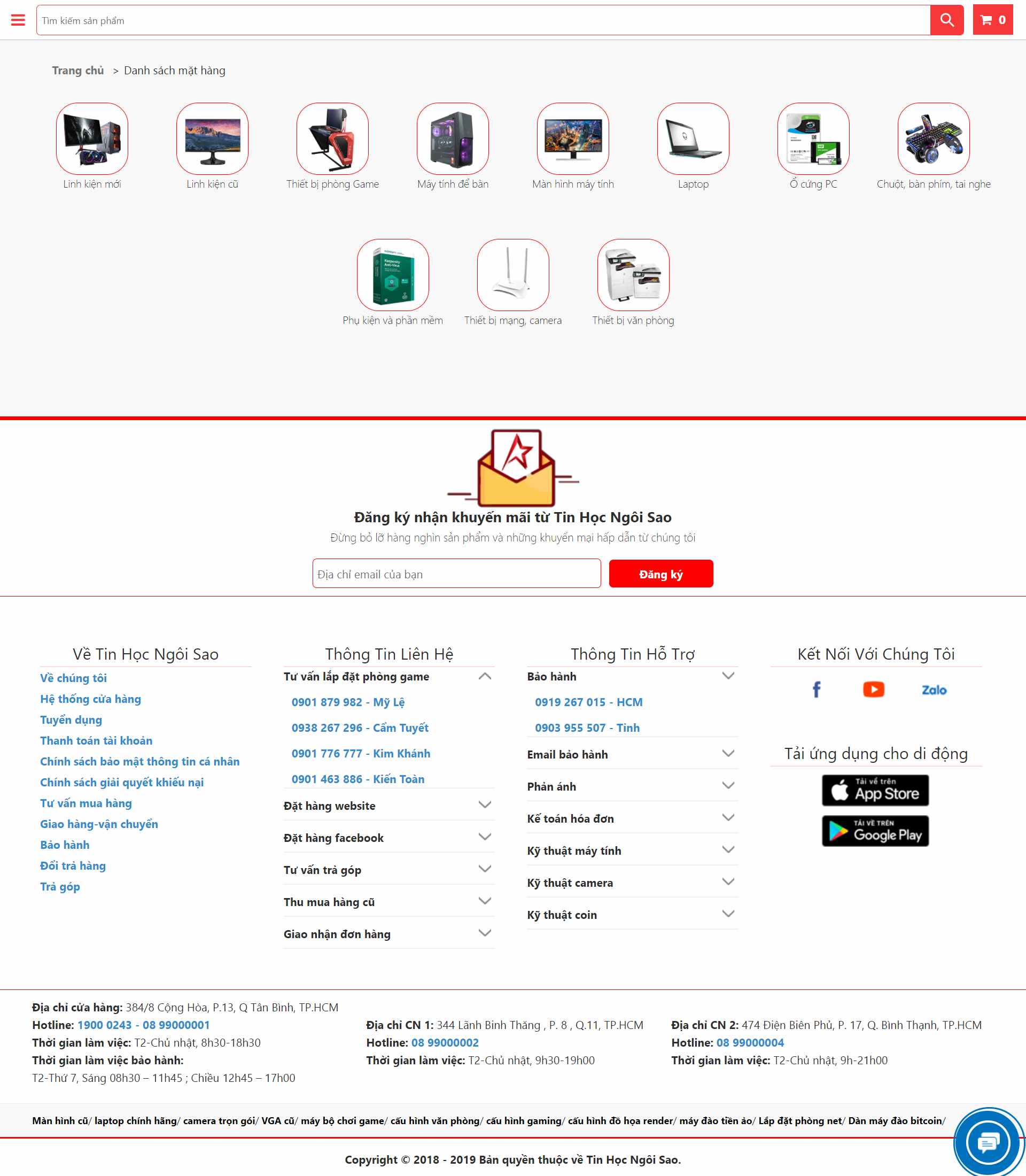 Thiết kế Web thiết bị máy tính tinhocngoisao.com