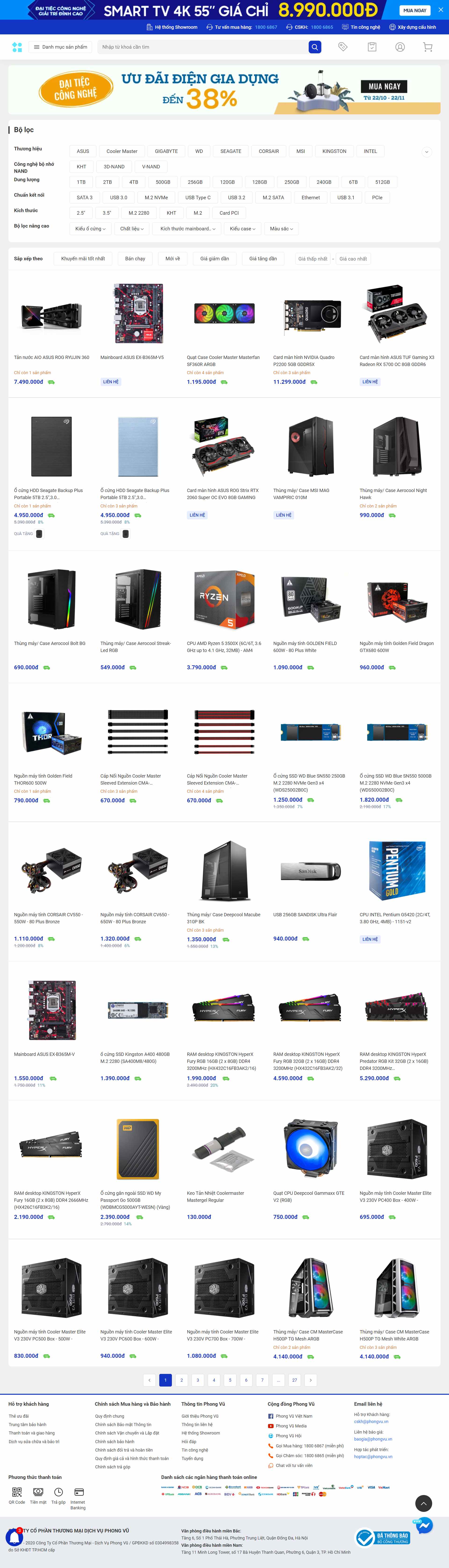 Thiết kế Web thiết bị máy tính phongvu.vn