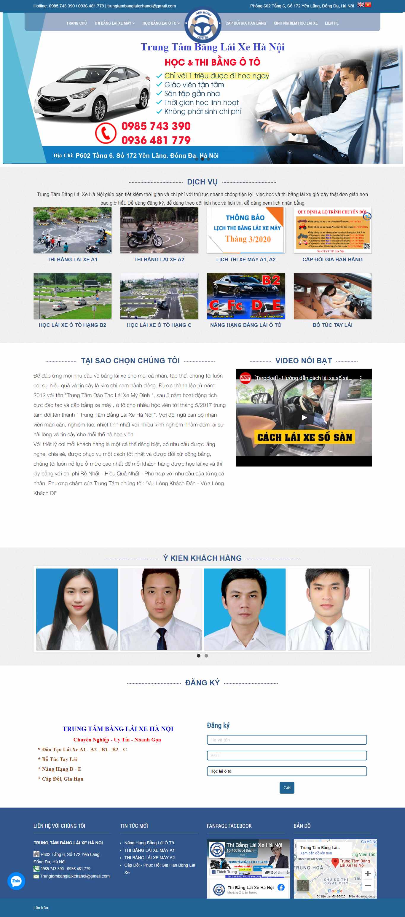 Thiết kế Web trung tâm lái xe trungtambanglaixehanoi.com
